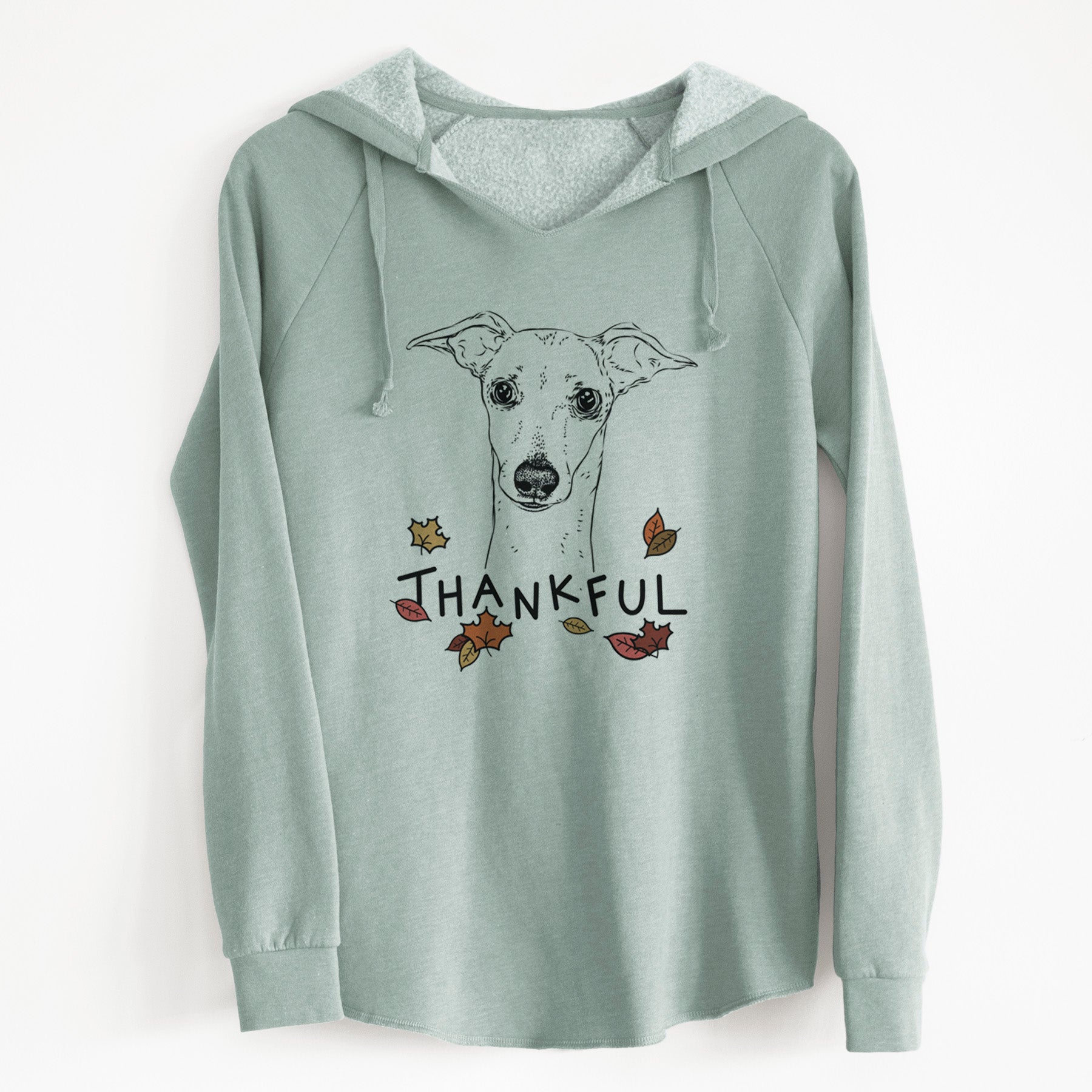 Thankful Pip the Italian Greyhound - Cali Wave Hooded Sweatshirt