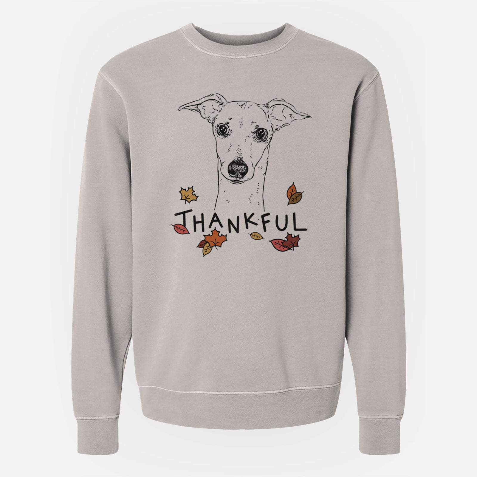 Thankful Pip the Italian Greyhound - Unisex Pigment Dyed Crew Sweatshirt