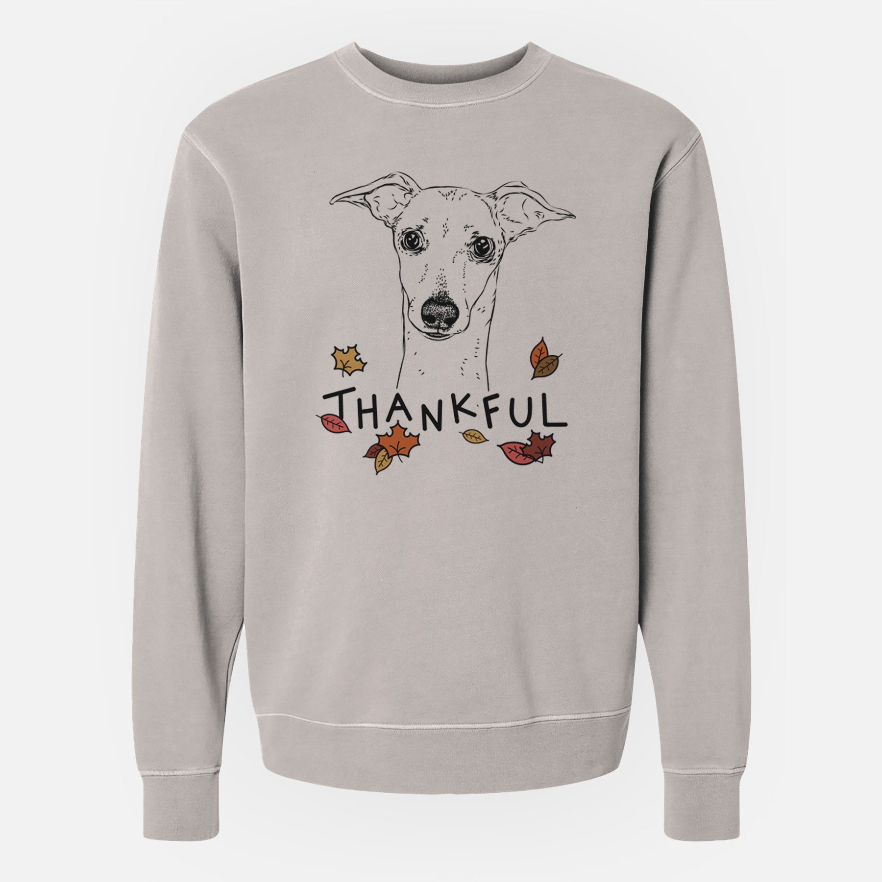 Thankful Pip the Italian Greyhound - Unisex Pigment Dyed Crew Sweatshirt