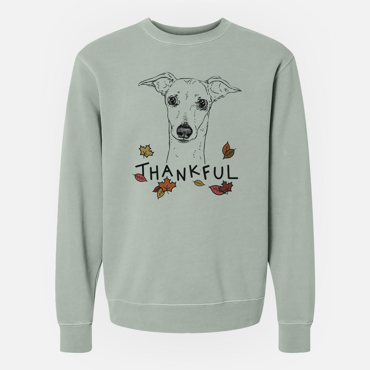 Thankful Pip the Italian Greyhound - Unisex Pigment Dyed Crew Sweatshirt