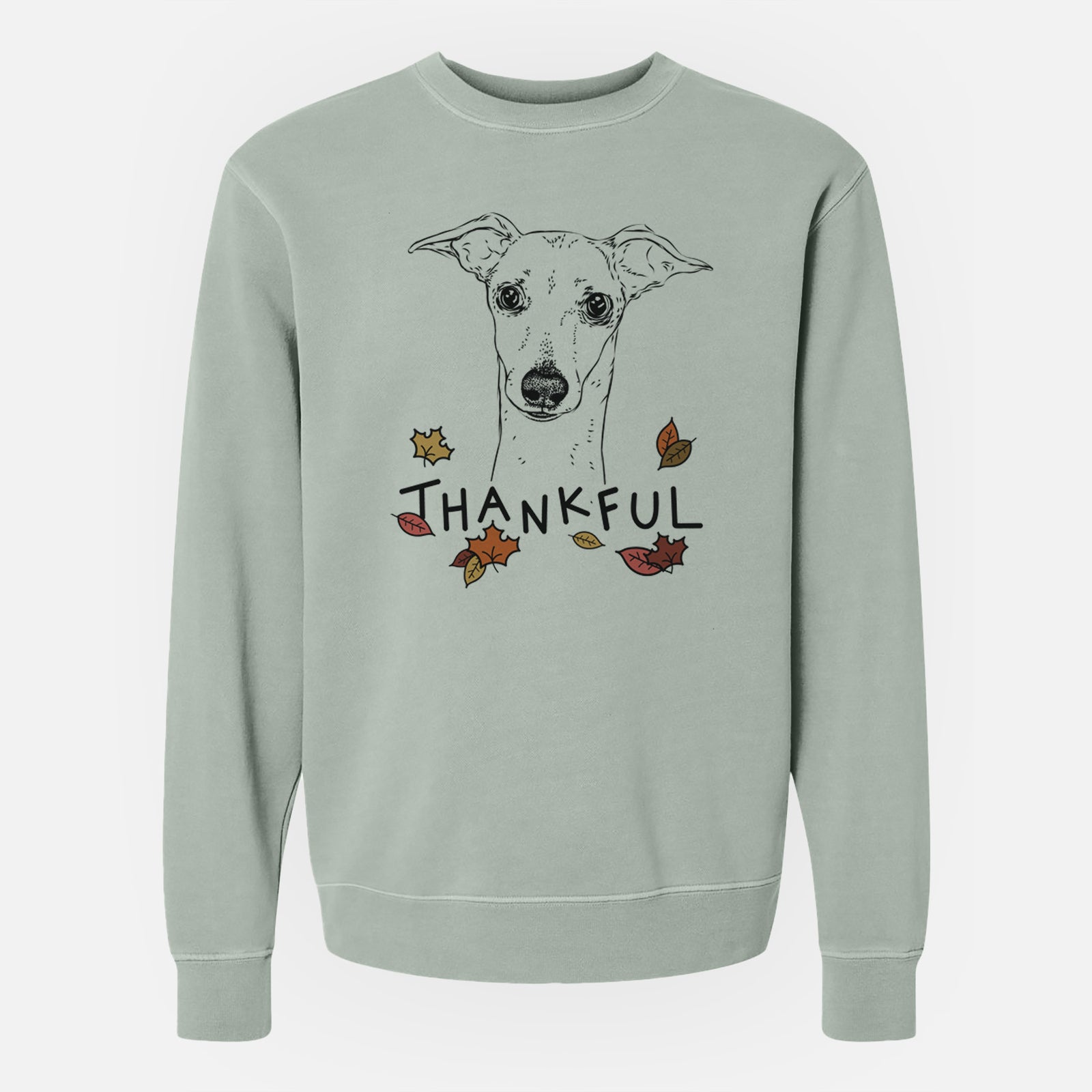 Thankful Pip the Italian Greyhound - Unisex Pigment Dyed Crew Sweatshirt