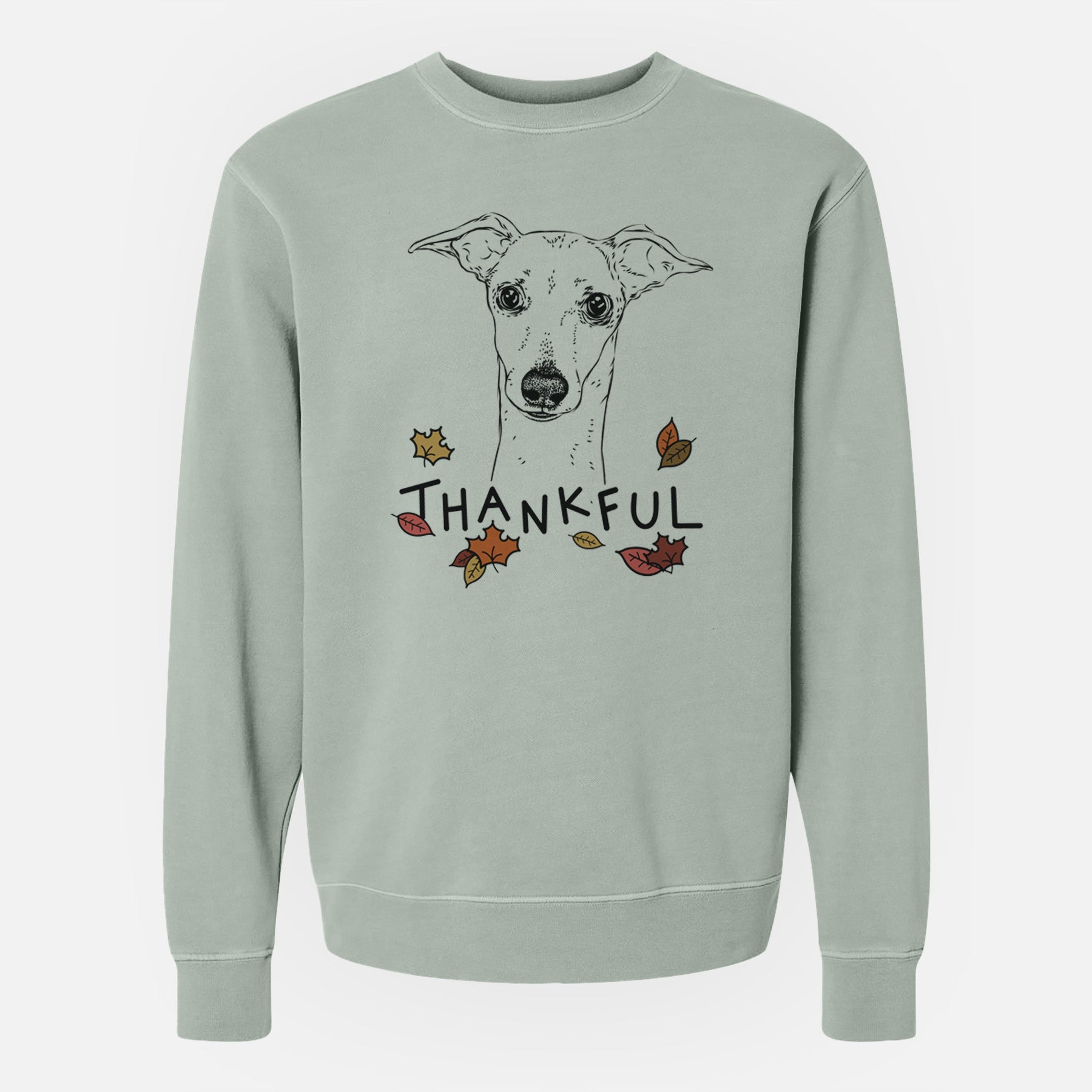 Thankful Pip the Italian Greyhound - Unisex Pigment Dyed Crew Sweatshirt