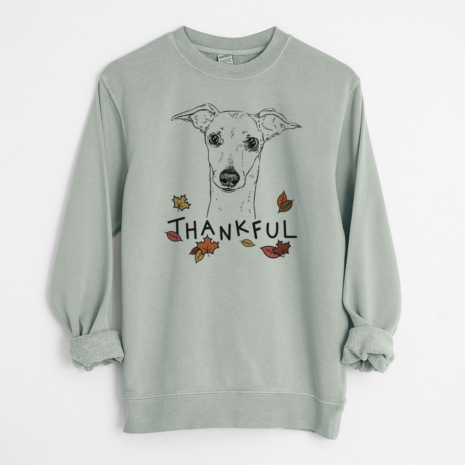 Thankful Pip the Italian Greyhound - Unisex Pigment Dyed Crew Sweatshirt