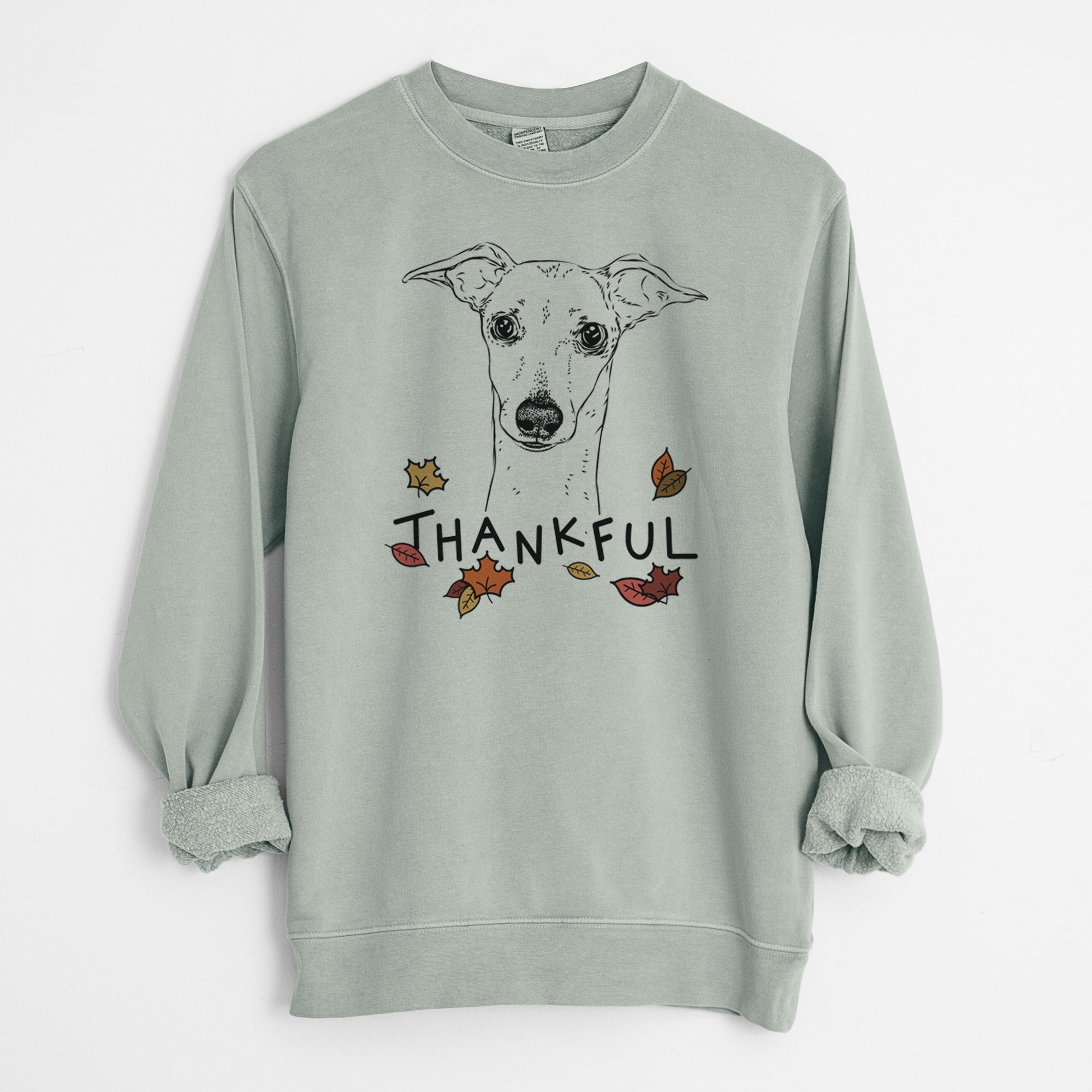 Thankful Pip the Italian Greyhound - Unisex Pigment Dyed Crew Sweatshirt