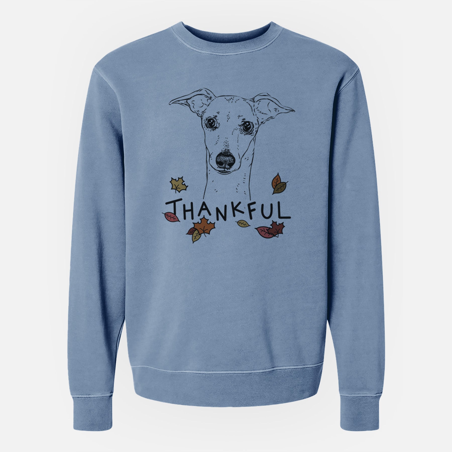 Thankful Pip the Italian Greyhound - Unisex Pigment Dyed Crew Sweatshirt