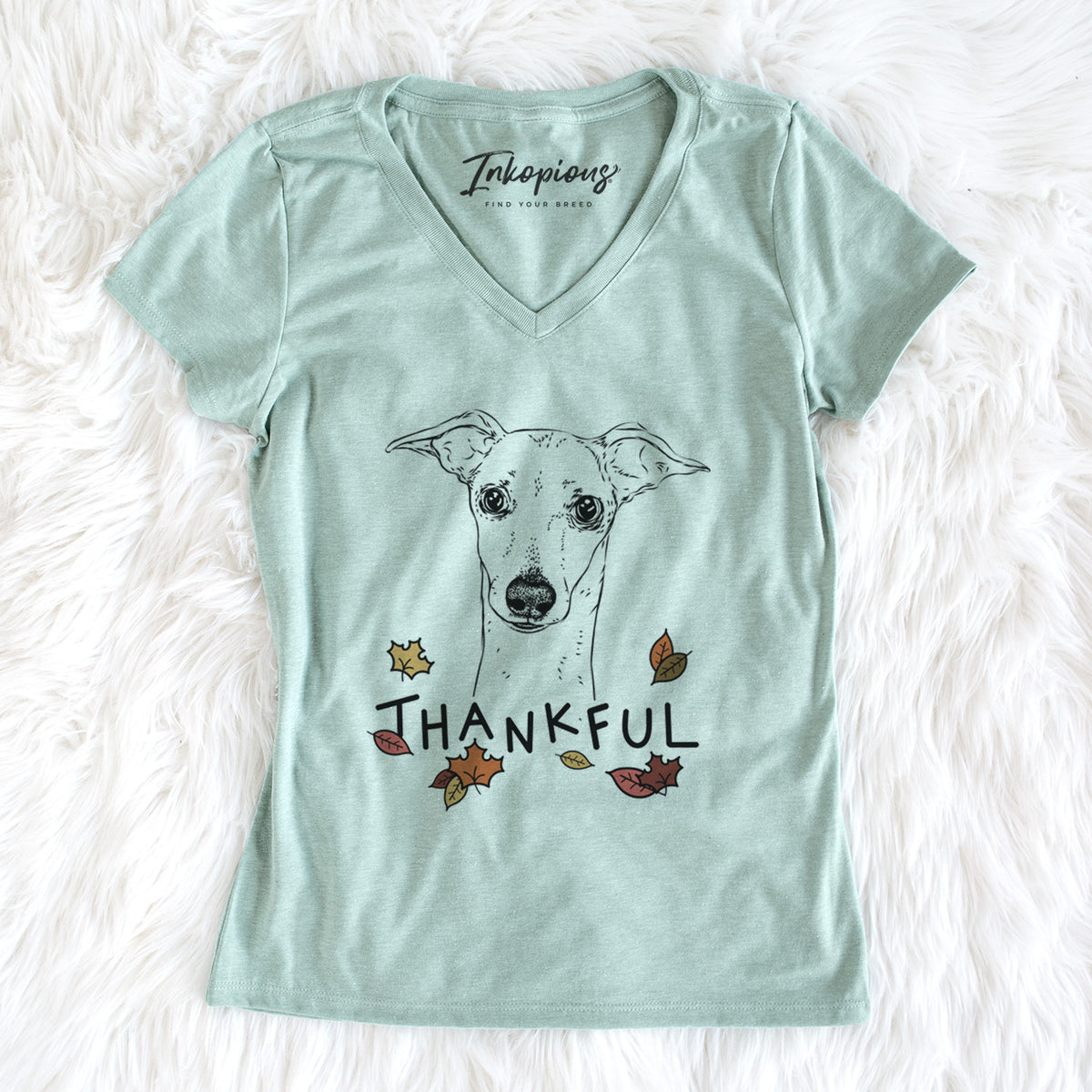 Thankful Pip the Italian Greyhound - Women&#39;s V-neck Shirt