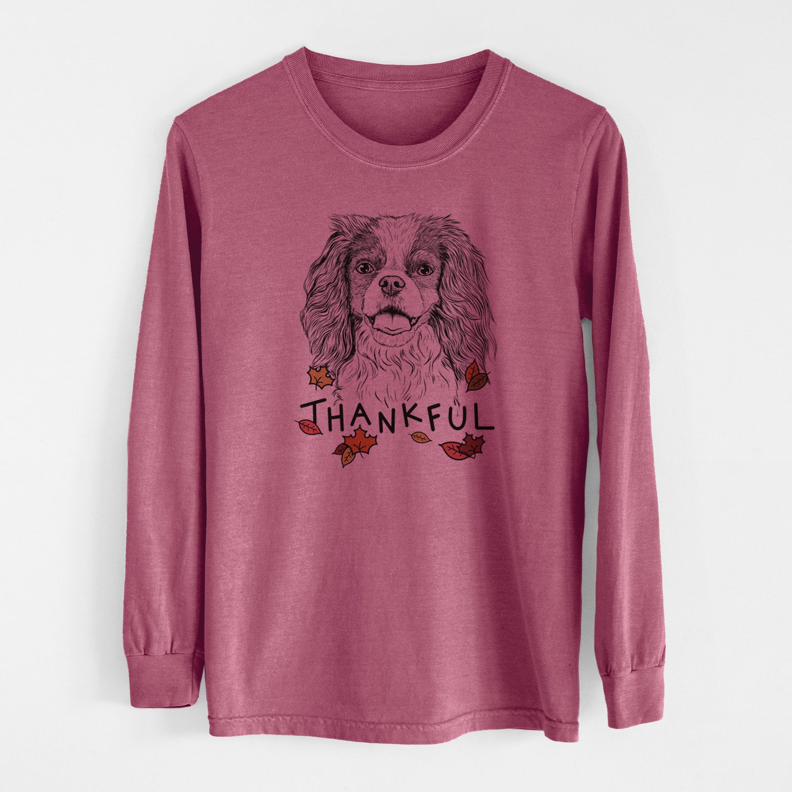 Thankful Poppy the Cavalier King Charles Spaniel - Men's Heavyweight 100% Cotton Long Sleeve