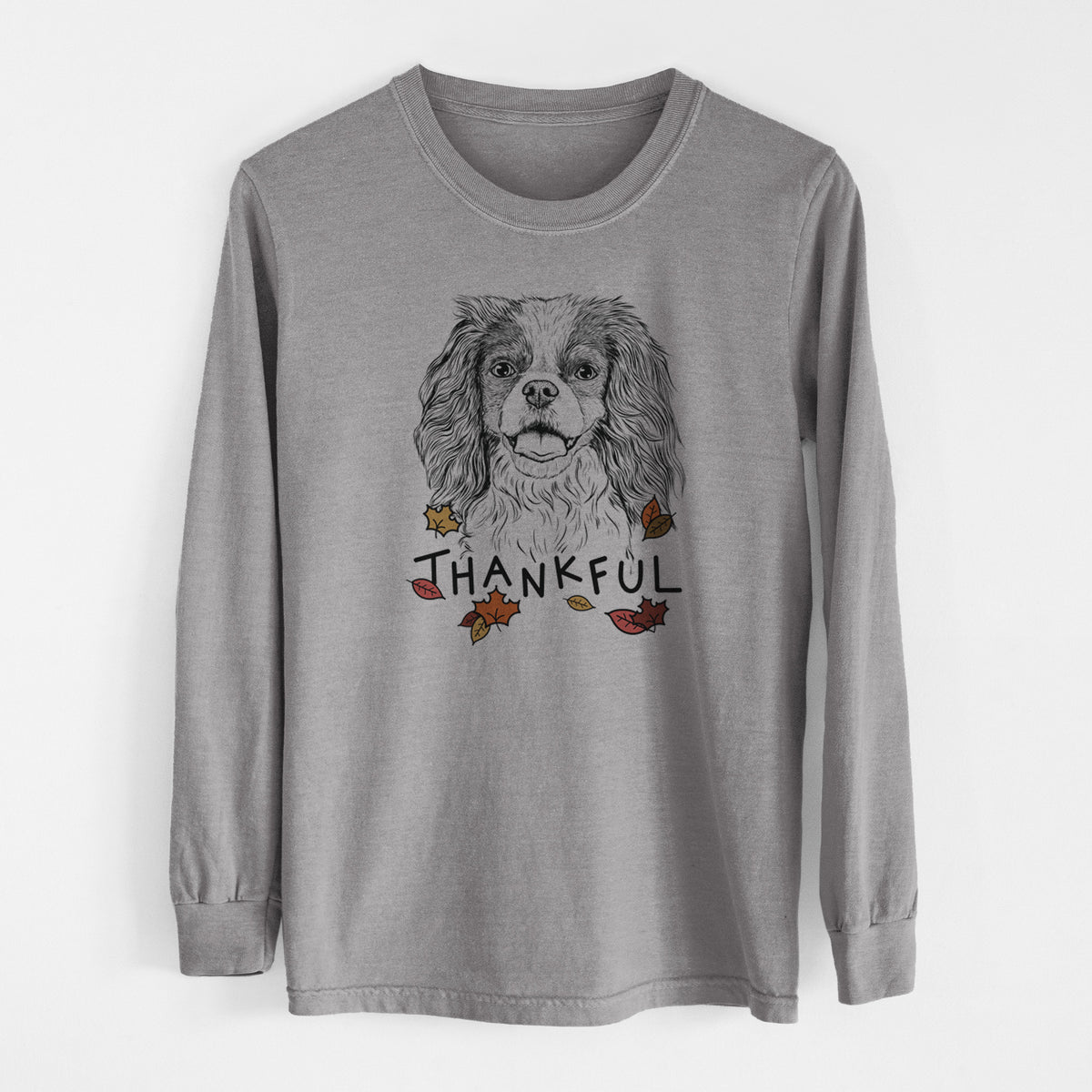 Thankful Poppy the Cavalier King Charles Spaniel - Men's Heavyweight 100% Cotton Long Sleeve