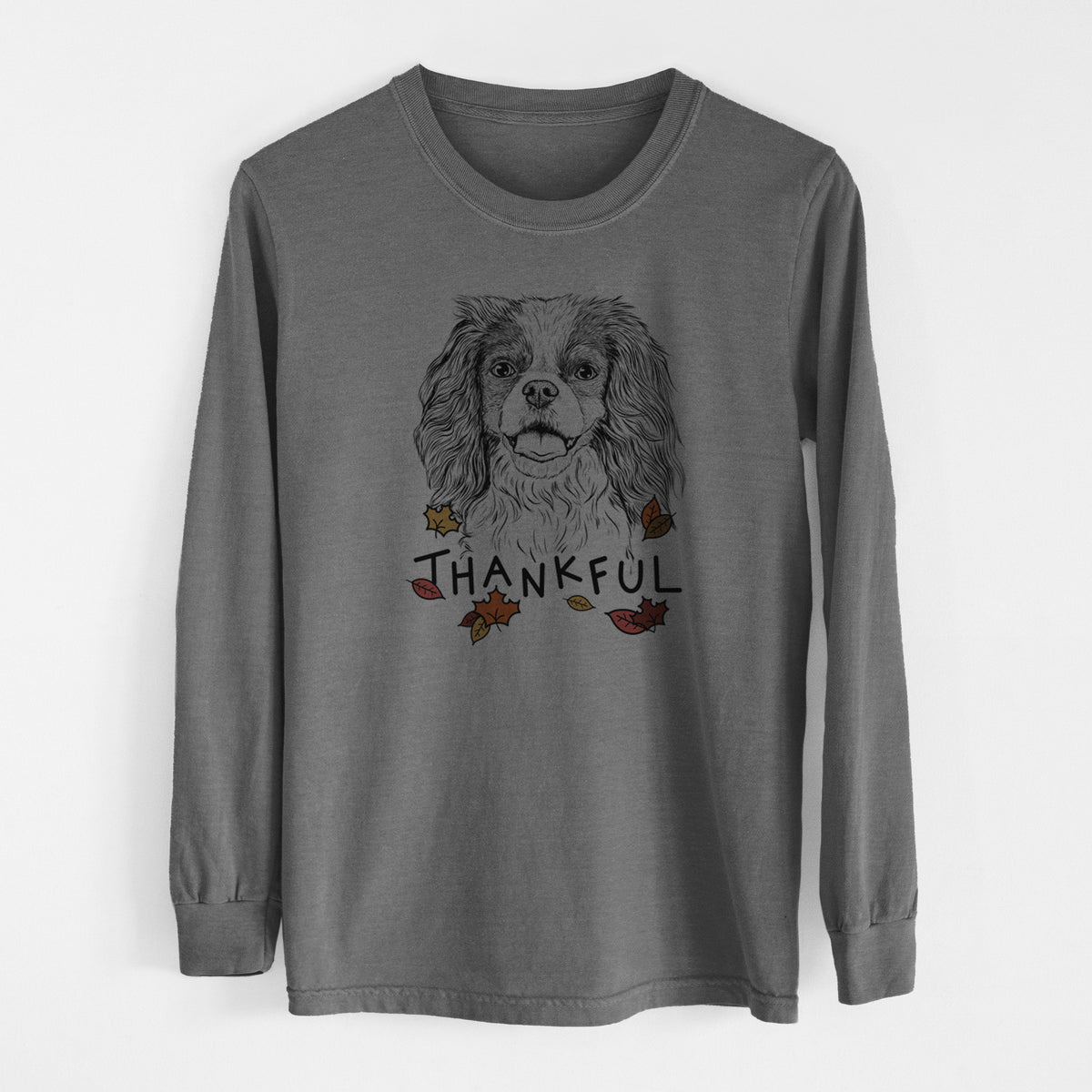 Thankful Poppy the Cavalier King Charles Spaniel - Men's Heavyweight 100% Cotton Long Sleeve
