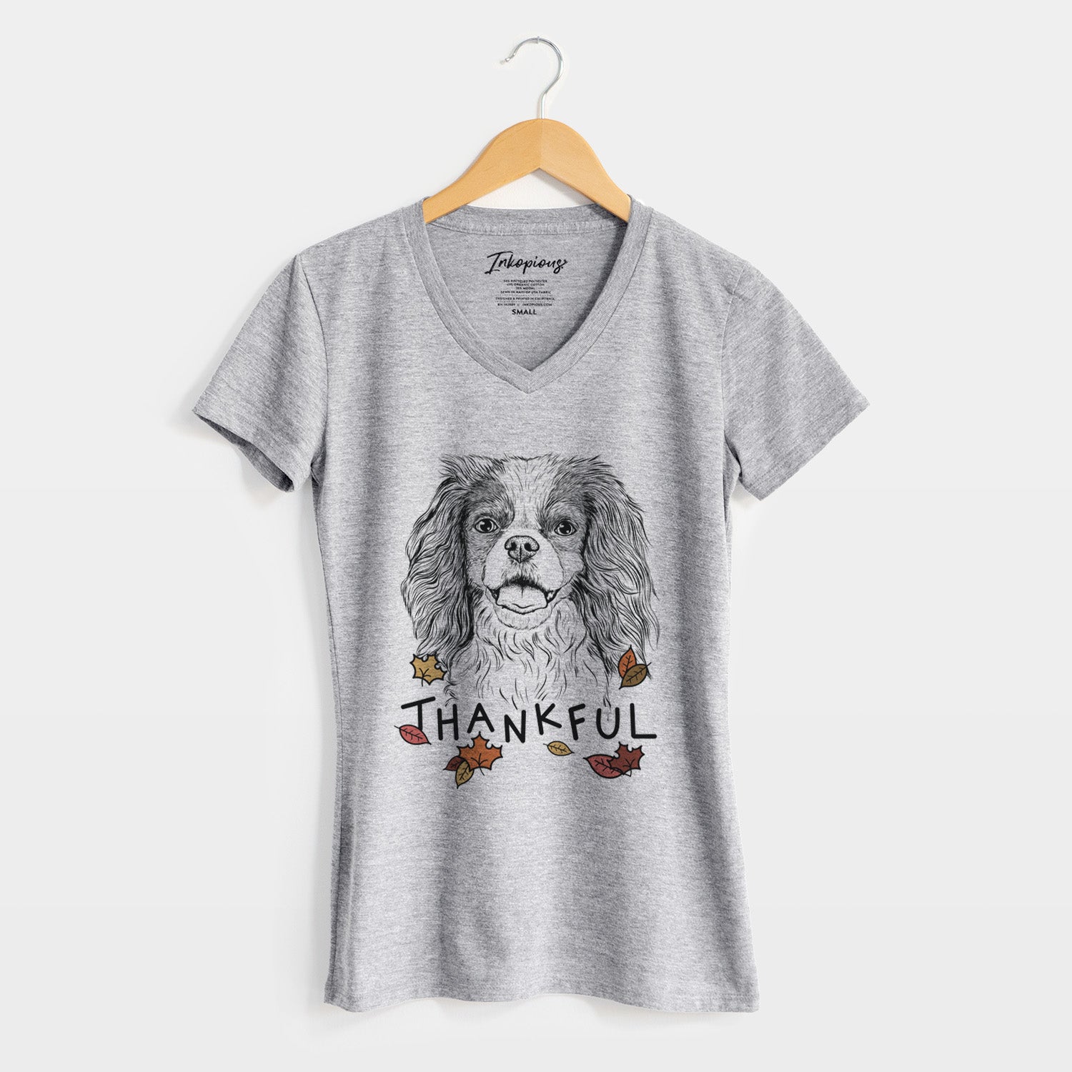 Thankful Poppy the Cavalier King Charles Spaniel - Women's V-neck Shirt