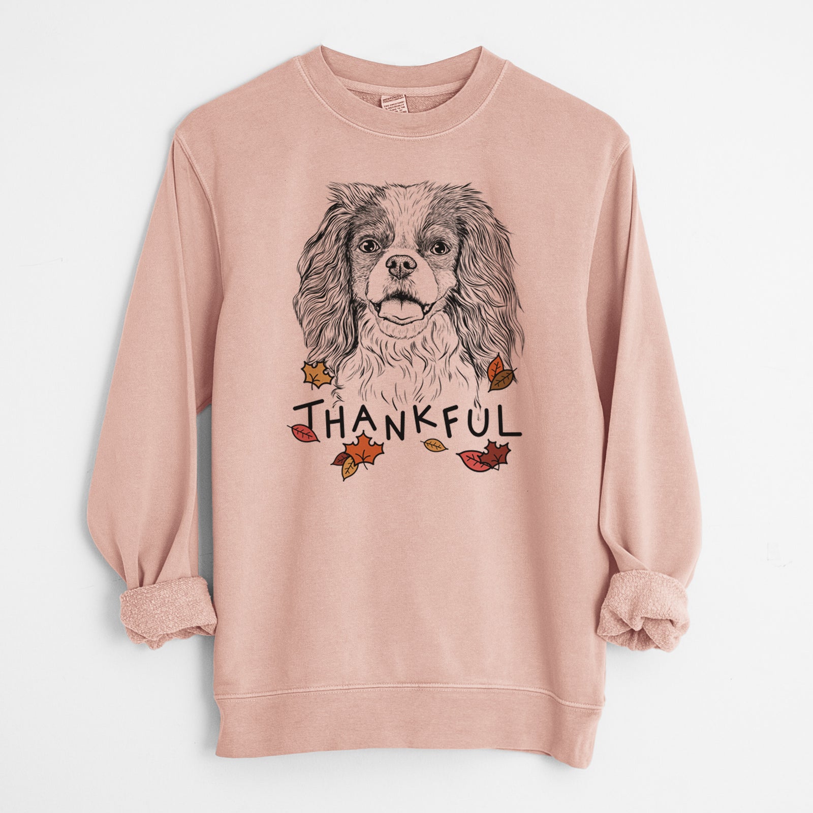 Thankful Poppy the Cavalier King Charles Spaniel - Unisex Pigment Dyed Crew Sweatshirt