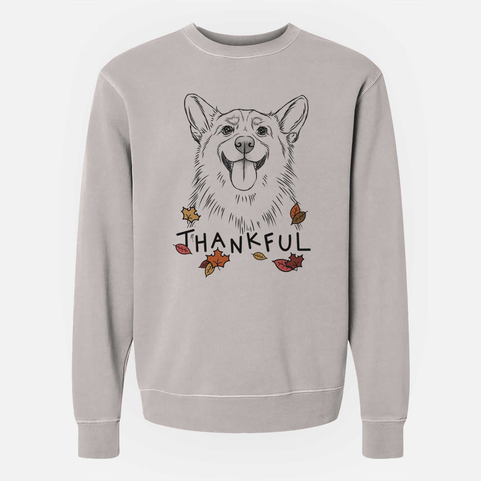 Thankful Porter the Pembroke Welsh Corgi - Unisex Pigment Dyed Crew Sweatshirt