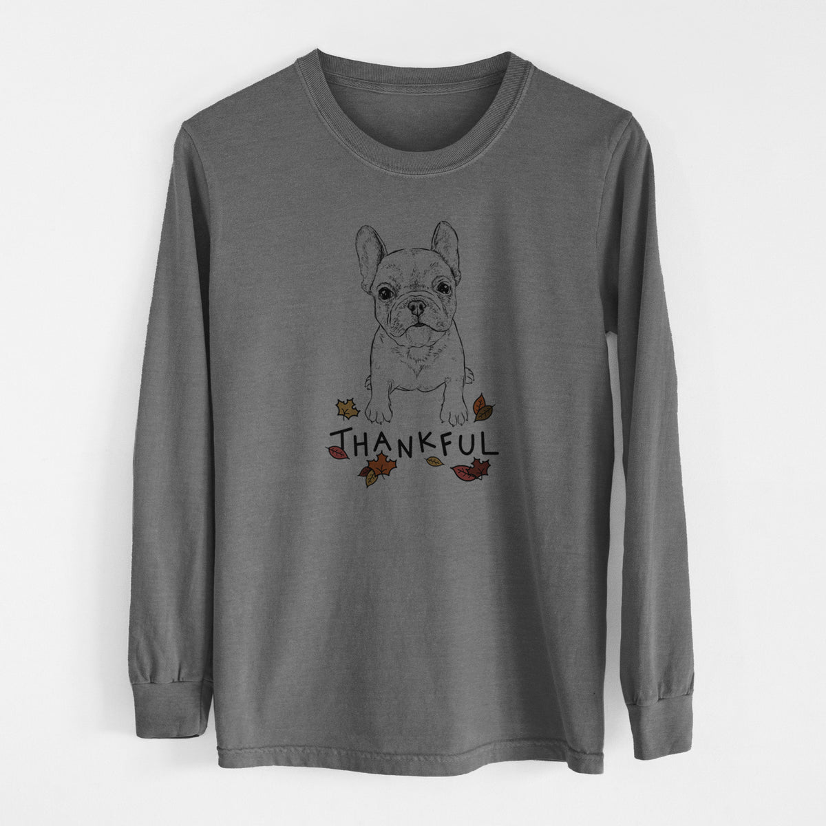 Thankful Puppy Pierre the French Bulldog - Men's Heavyweight 100% Cotton Long Sleeve
