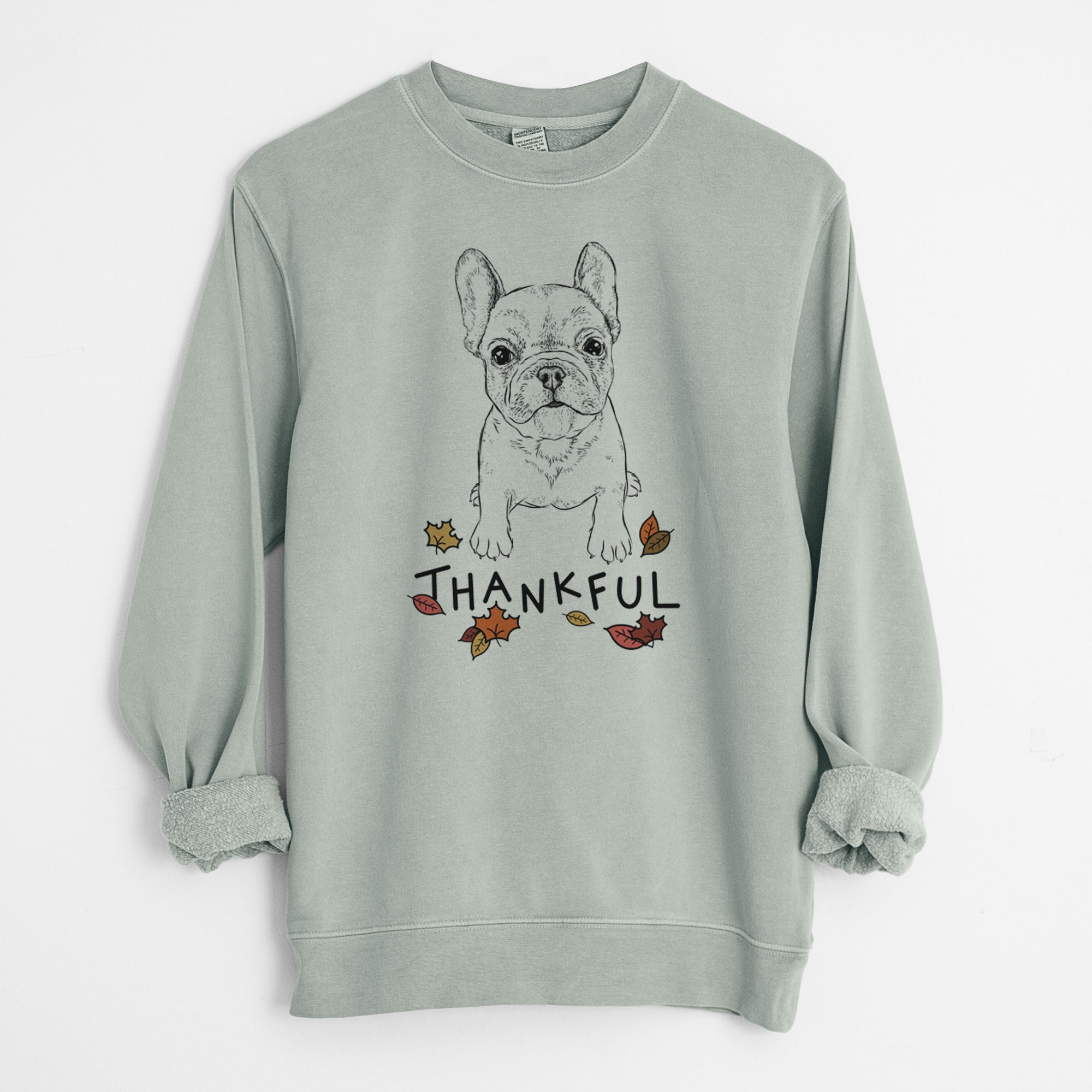 Thankful Puppy Pierre the French Bulldog - Unisex Pigment Dyed Crew Sweatshirt