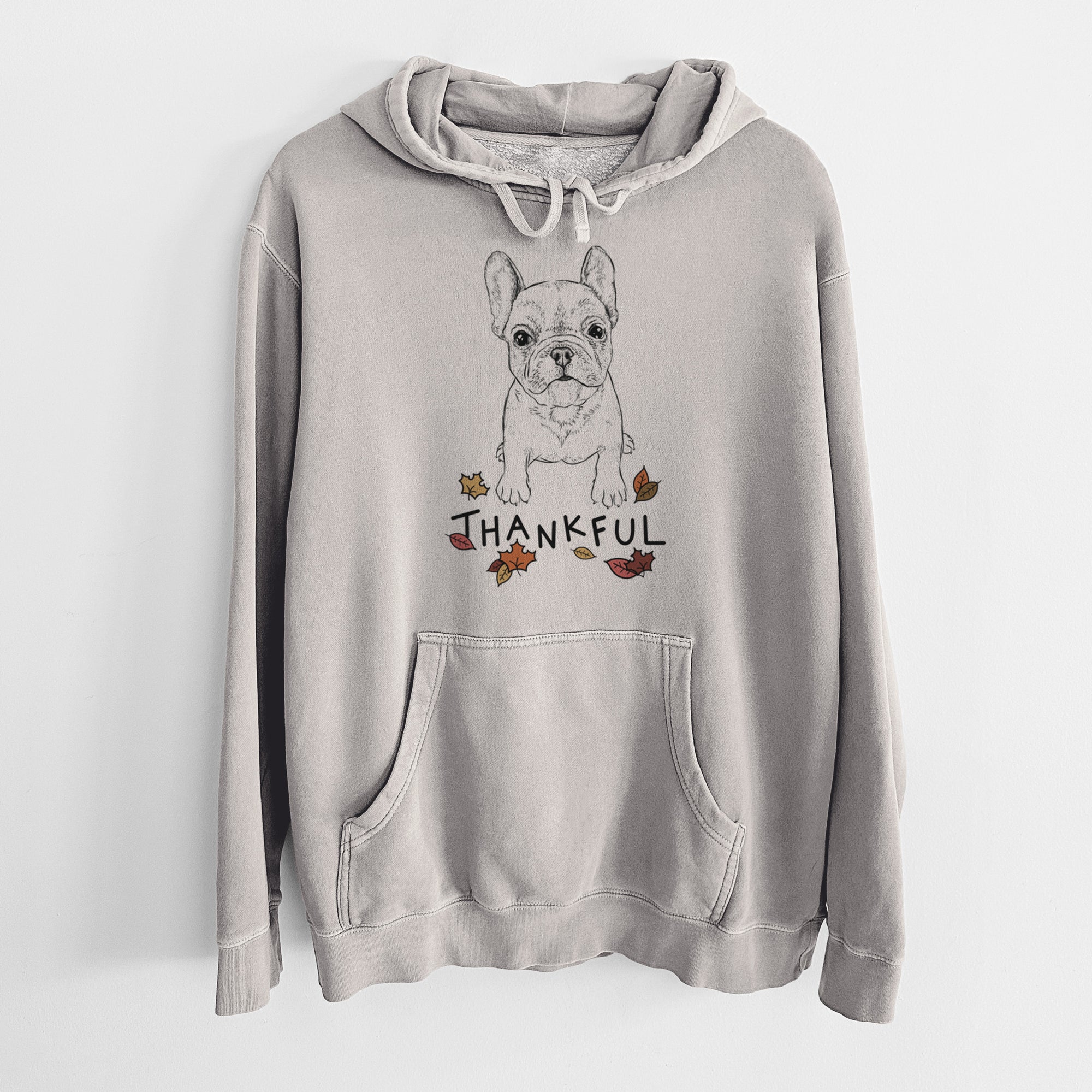 Thankful Puppy Pierre the French Bulldog - Unisex Pigment Dyed Hoodie
