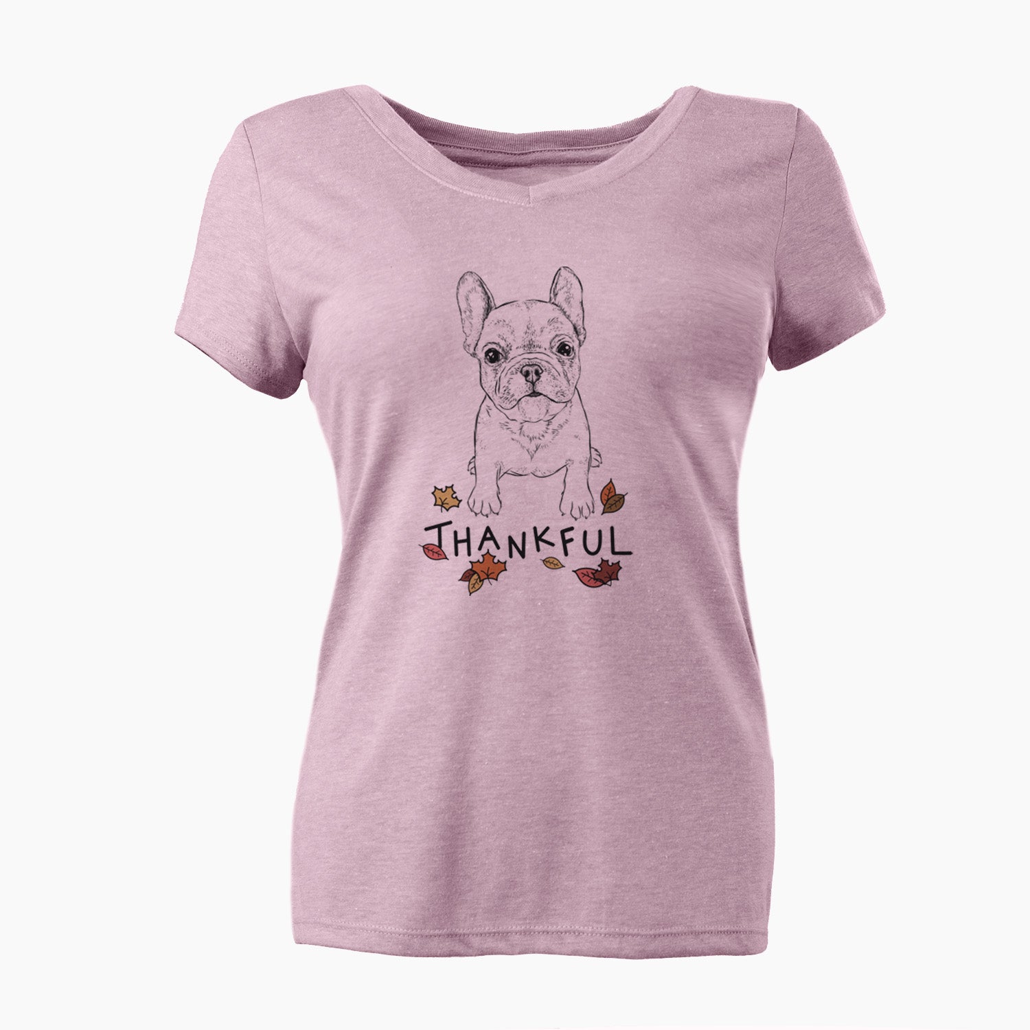 Thankful Puppy Pierre the French Bulldog - Women's V-neck Shirt