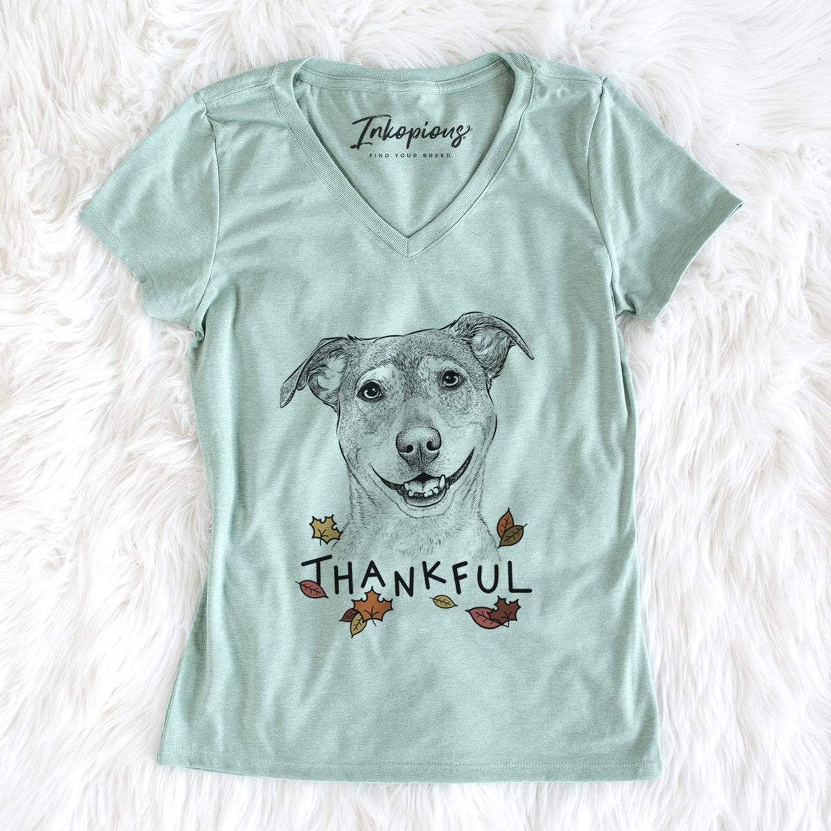 Thankful Reese the Mountain Cur - Women&#39;s V-neck Shirt