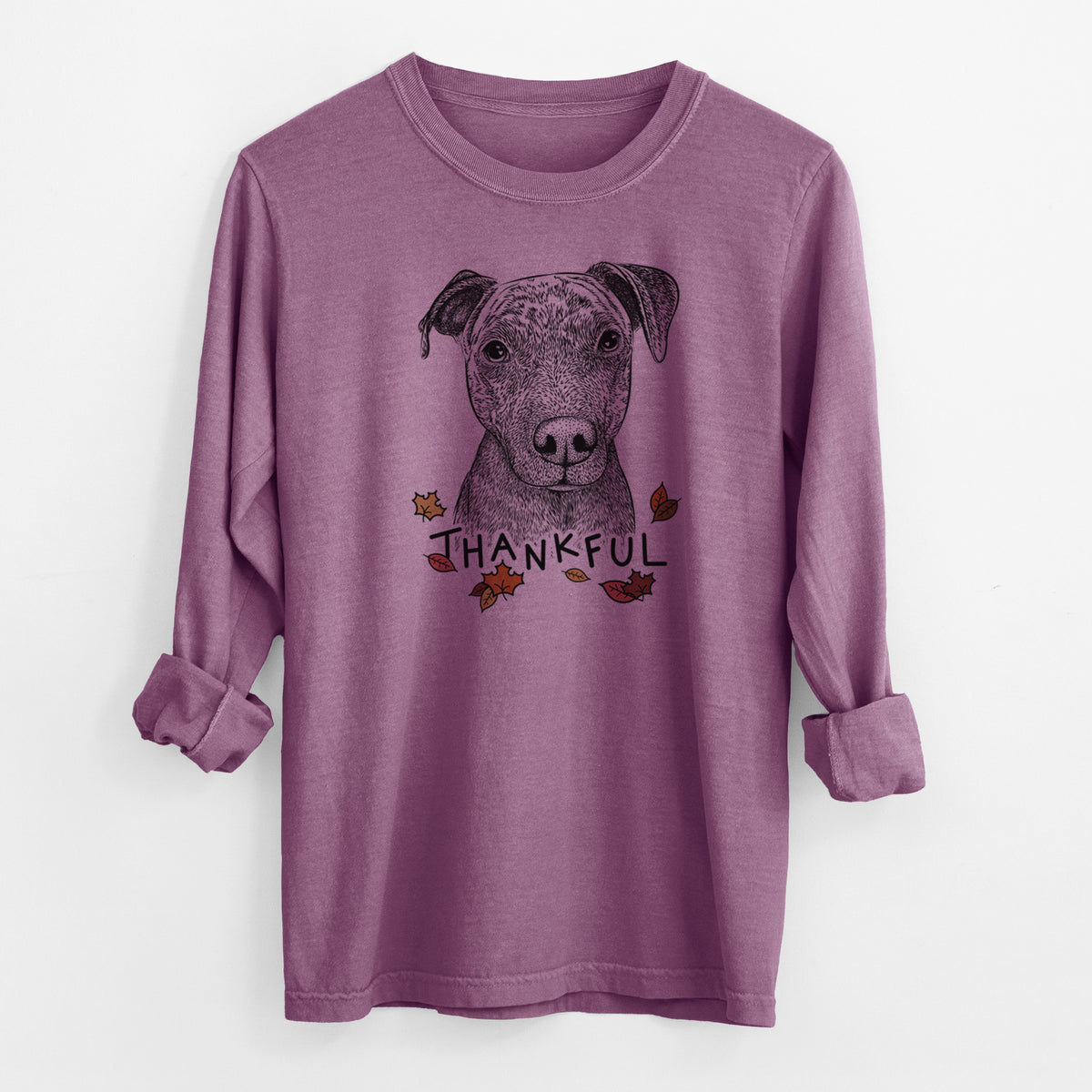 Thankful Reeses the Pitbull - Men's Heavyweight 100% Cotton Long Sleeve