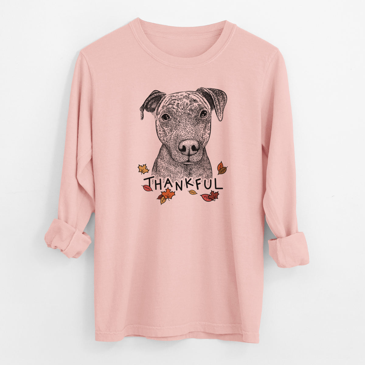 Thankful Reeses the Pitbull - Men's Heavyweight 100% Cotton Long Sleeve