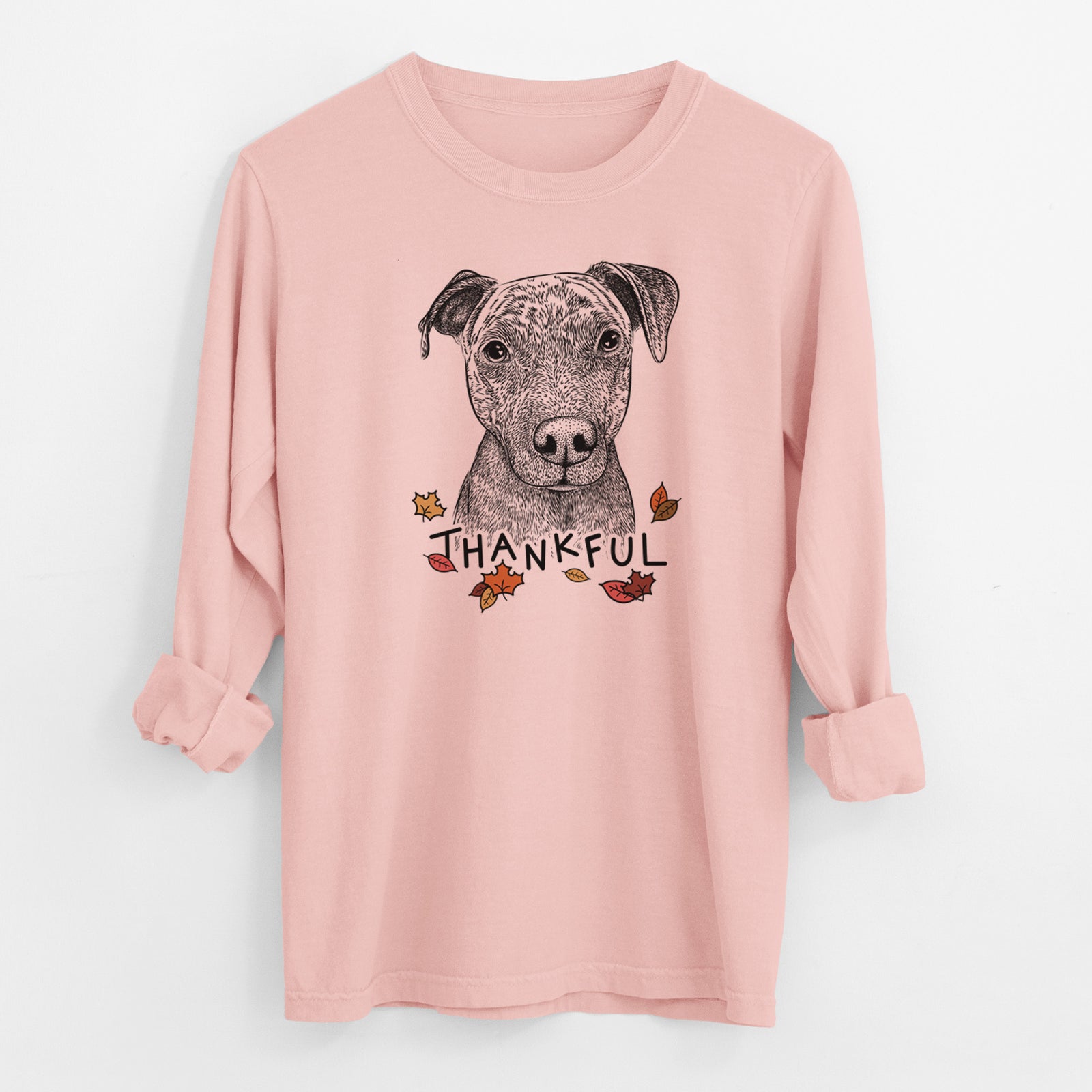 Thankful Reeses the Pitbull - Men's Heavyweight 100% Cotton Long Sleeve