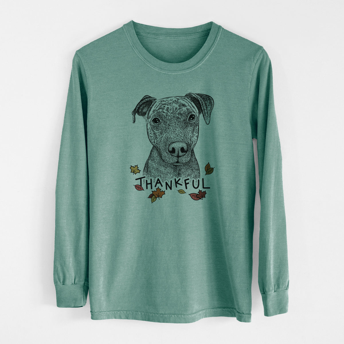 Thankful Reeses the Pitbull - Men's Heavyweight 100% Cotton Long Sleeve