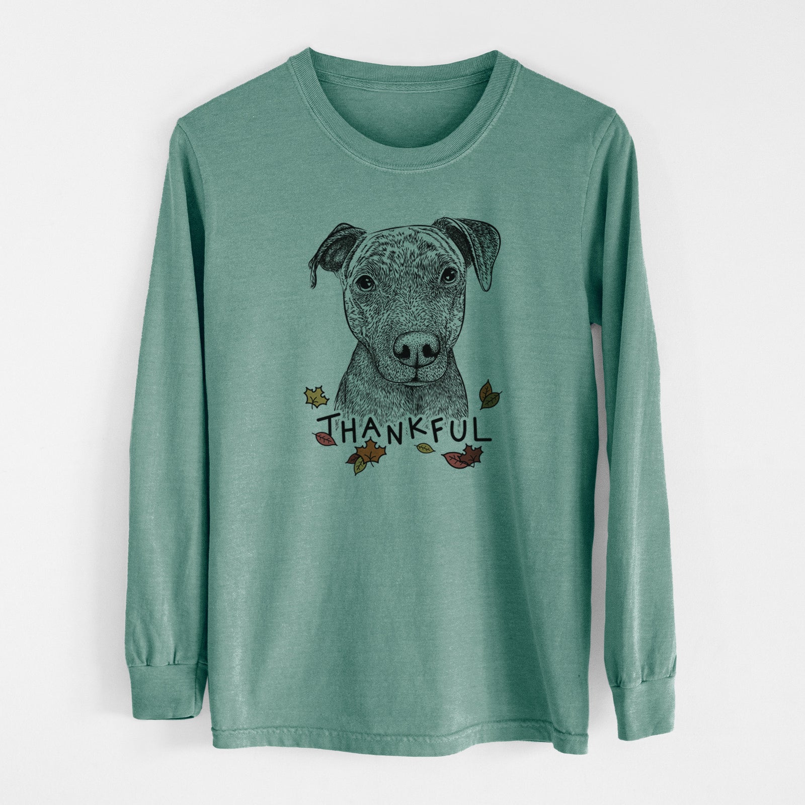Thankful Reeses the Pitbull - Men's Heavyweight 100% Cotton Long Sleeve