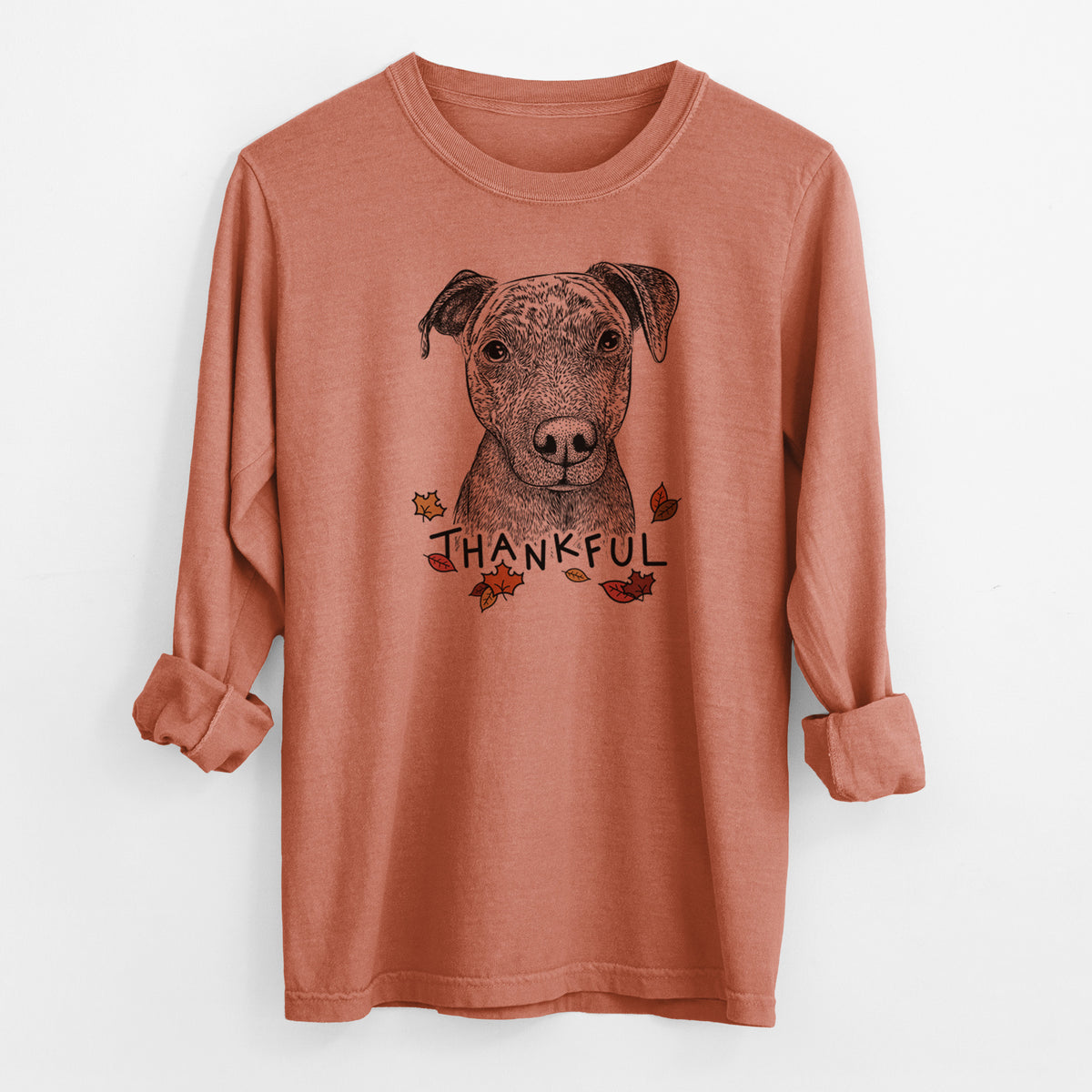 Thankful Reeses the Pitbull - Men's Heavyweight 100% Cotton Long Sleeve