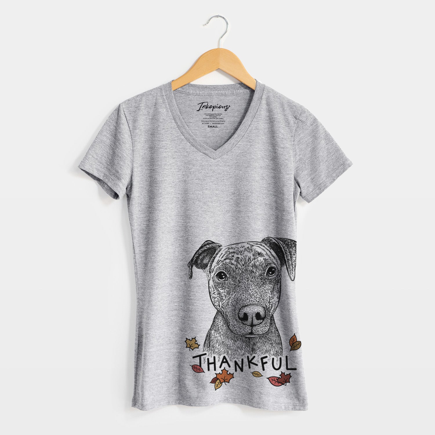 Thankful Reeses the Pitbull - Women's V-neck Shirt