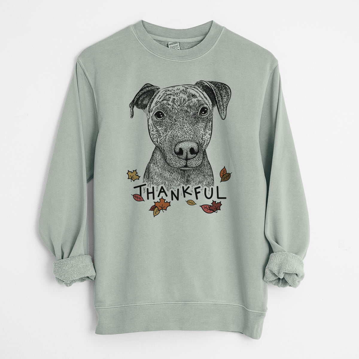 Thankful Reeses the Pitbull - Unisex Pigment Dyed Crew Sweatshirt