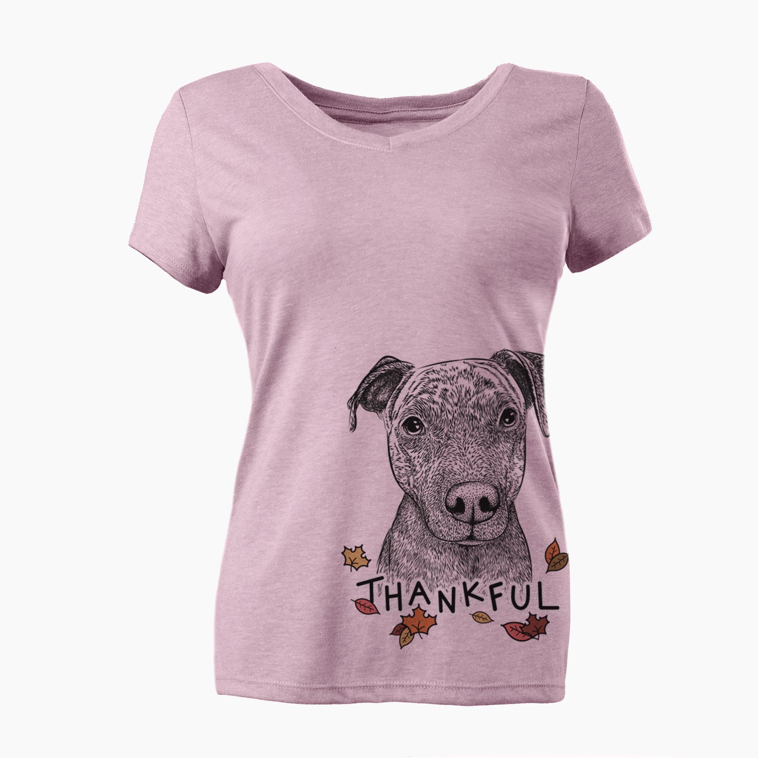 Thankful Reeses the Pitbull - Women's V-neck Shirt