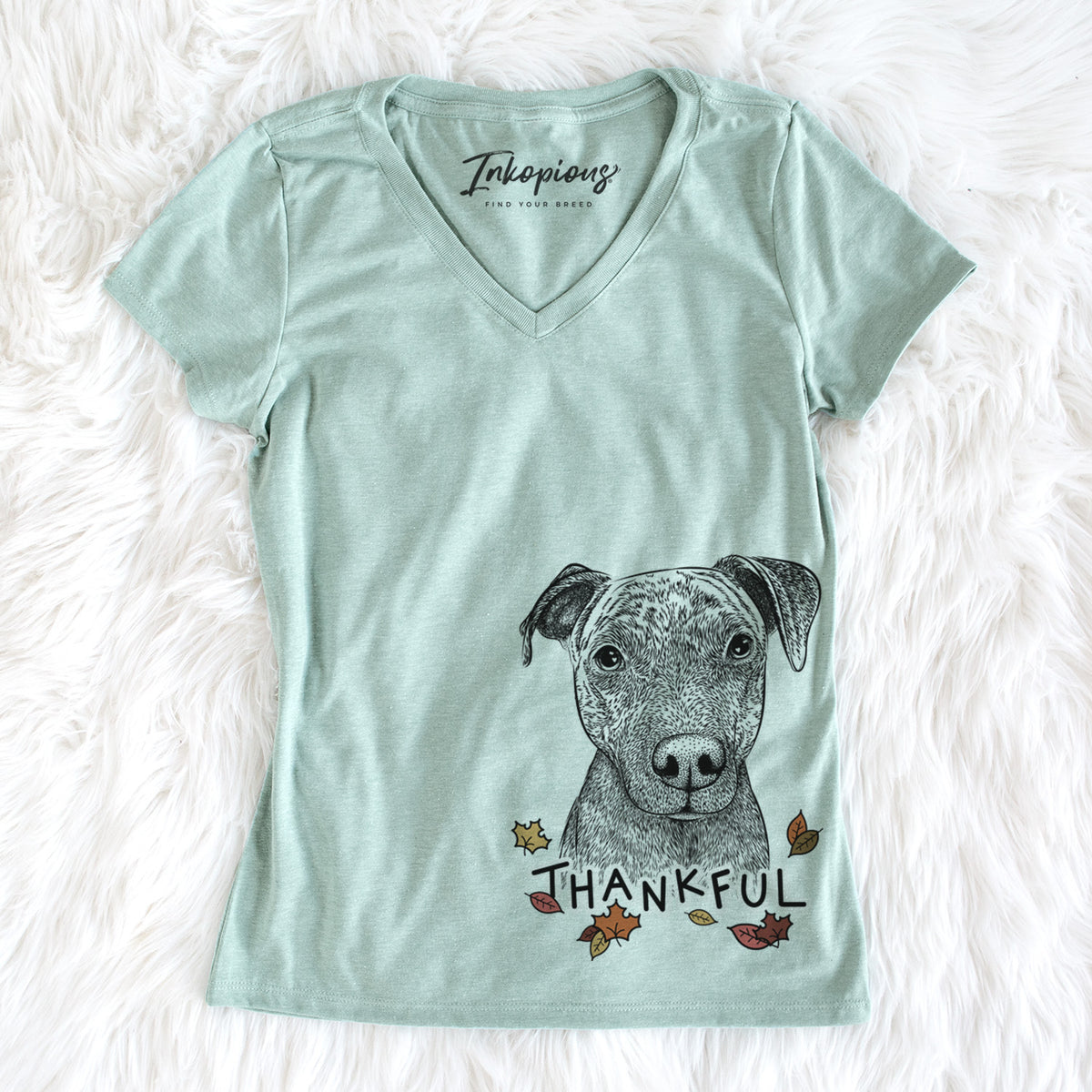 Thankful Reeses the Pitbull - Women&#39;s V-neck Shirt