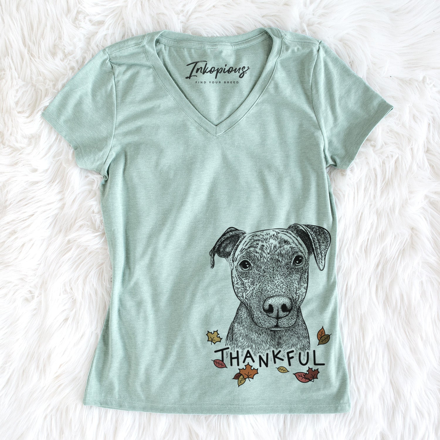 Thankful Reeses the Pitbull - Women's V-neck Shirt