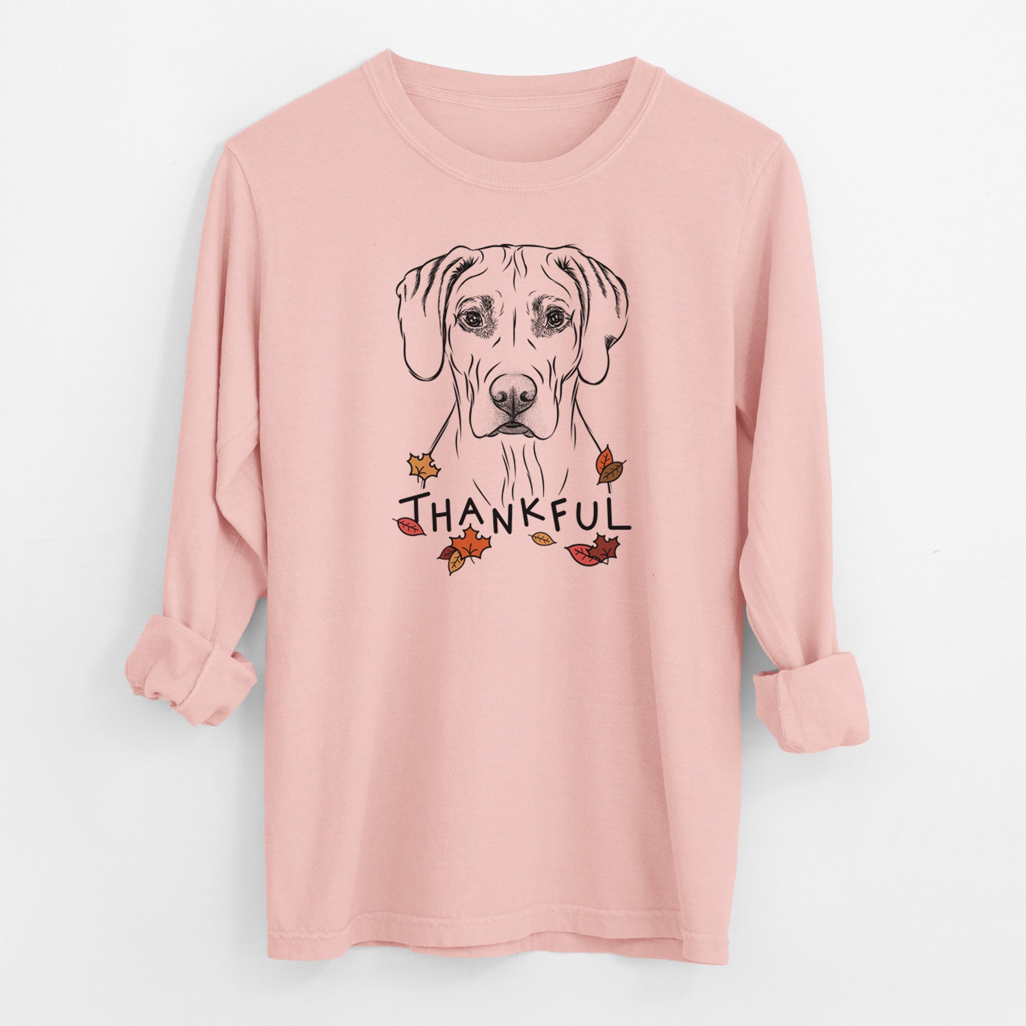 Thankful Reid the Rhodesian Ridgeback - Men's Heavyweight 100% Cotton Long Sleeve