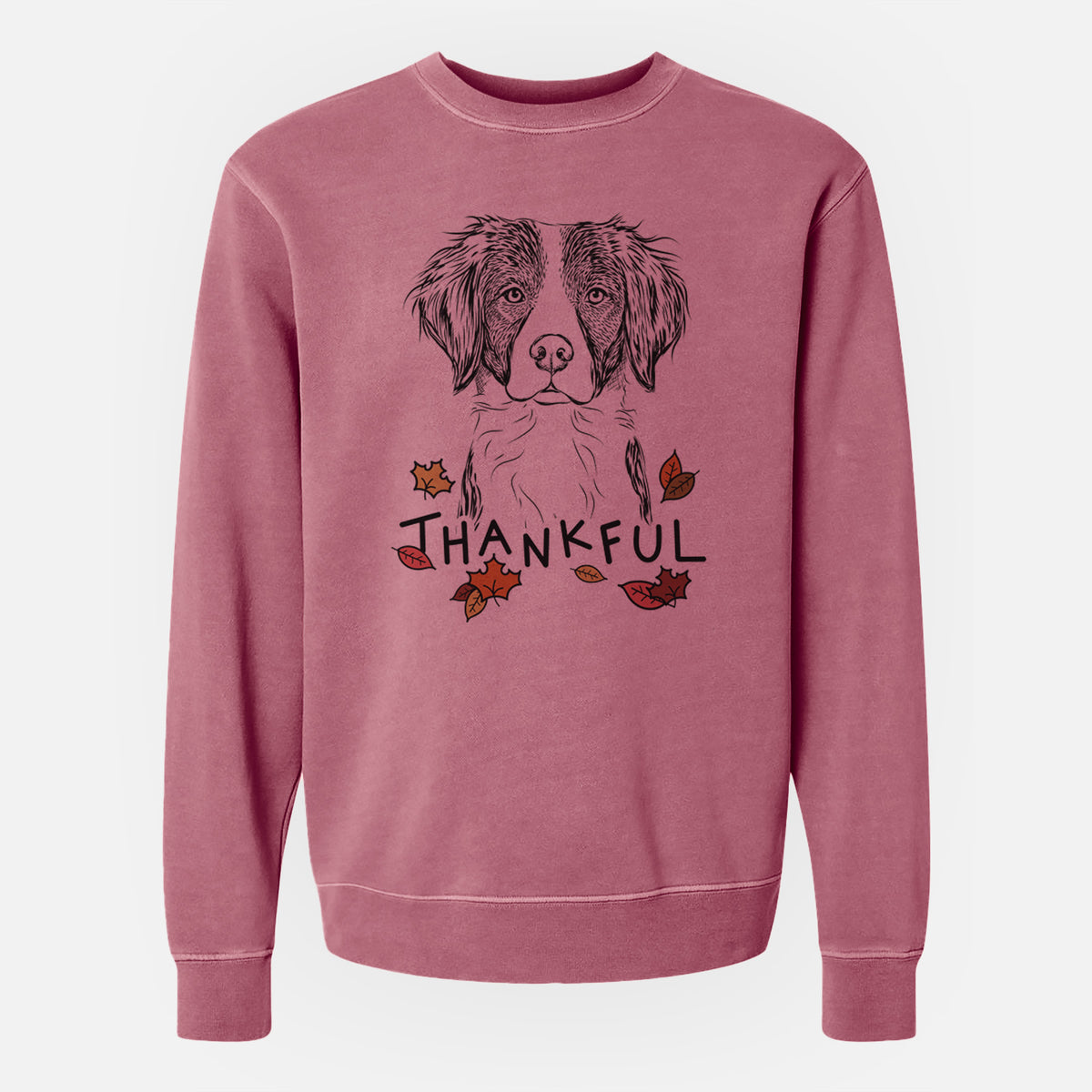 Thankful Remi the Brittany - Unisex Pigment Dyed Crew Sweatshirt
