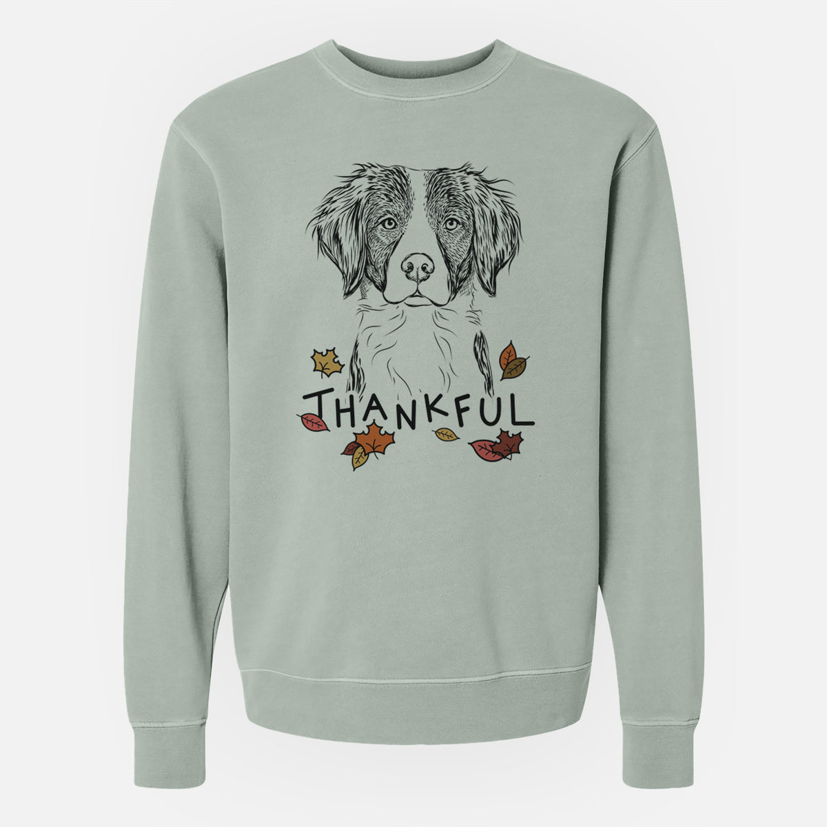 Thankful Remi the Brittany - Unisex Pigment Dyed Crew Sweatshirt