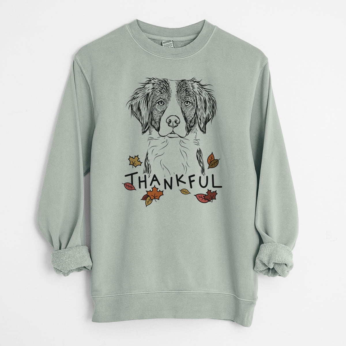 Thankful Remi the Brittany - Unisex Pigment Dyed Crew Sweatshirt