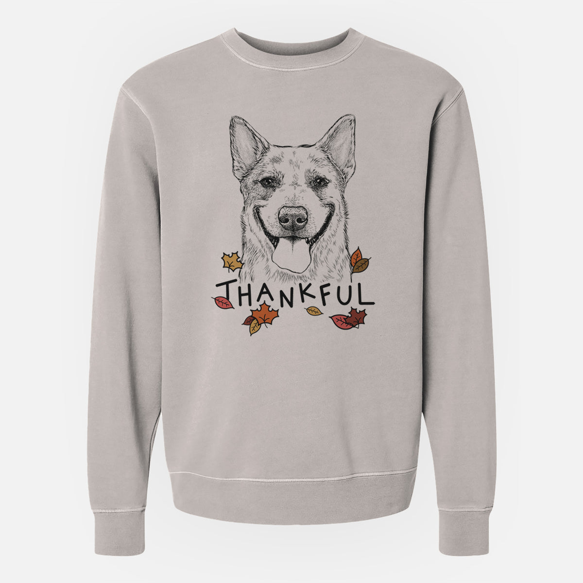Thankful Rio the Australian Cattle Dog - Unisex Pigment Dyed Crew Sweatshirt