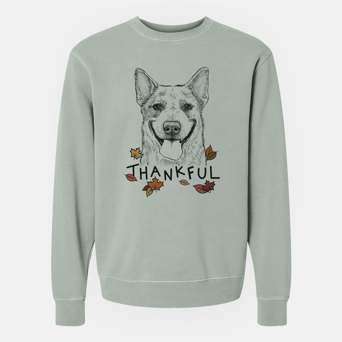 Thankful Rio the Australian Cattle Dog - Unisex Pigment Dyed Crew Sweatshirt