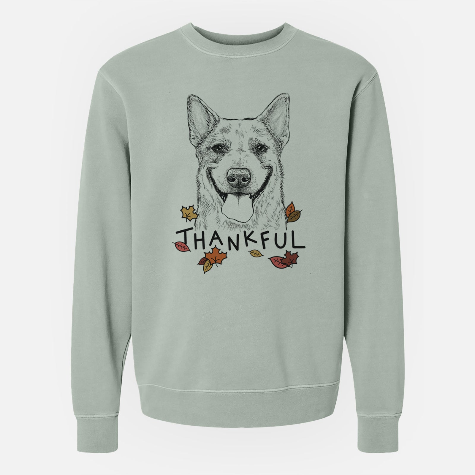 Thankful Rio the Australian Cattle Dog - Unisex Pigment Dyed Crew Sweatshirt