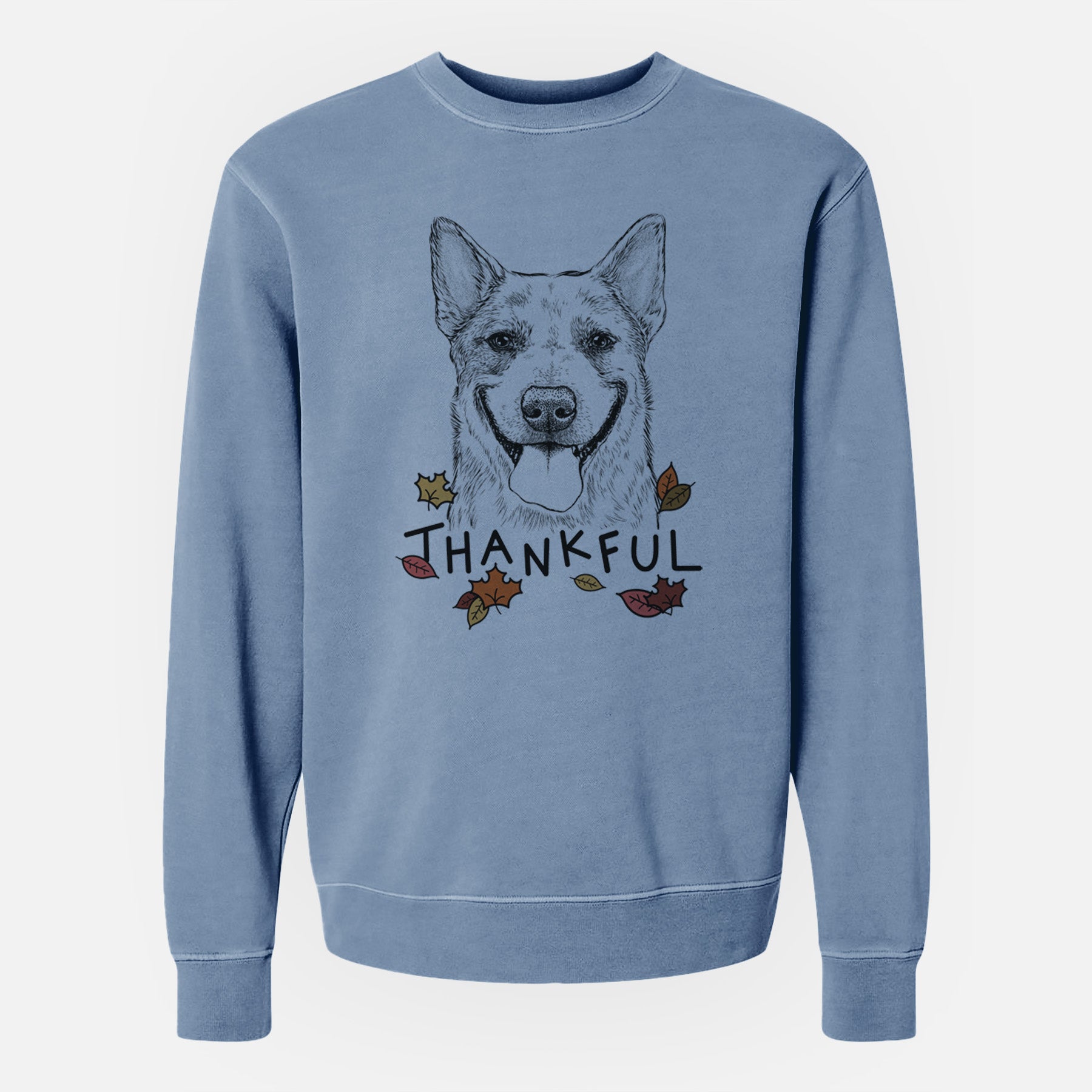 Thankful Rio the Australian Cattle Dog - Unisex Pigment Dyed Crew Sweatshirt