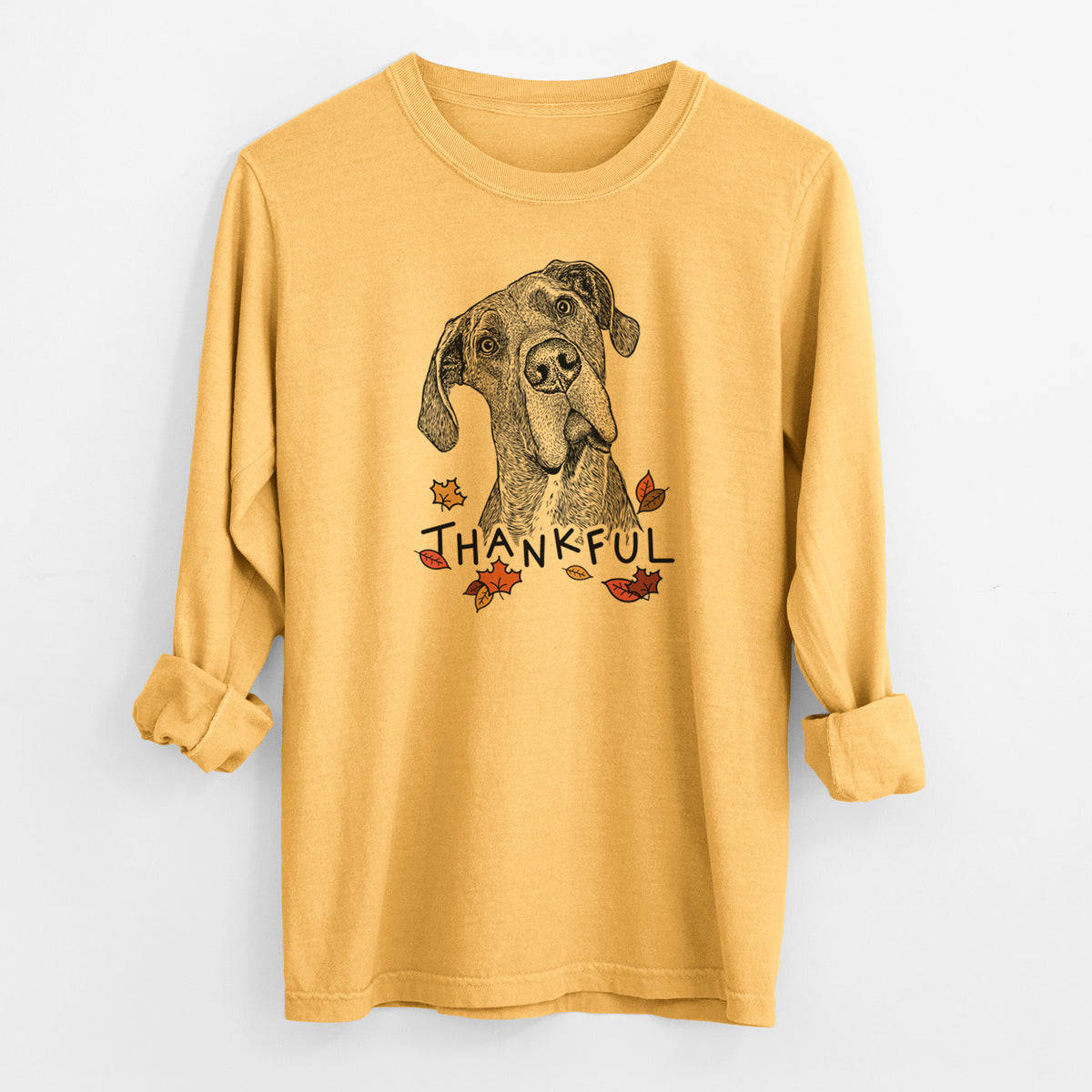 Thankful River the Great Dane - Men's Heavyweight 100% Cotton Long Sleeve