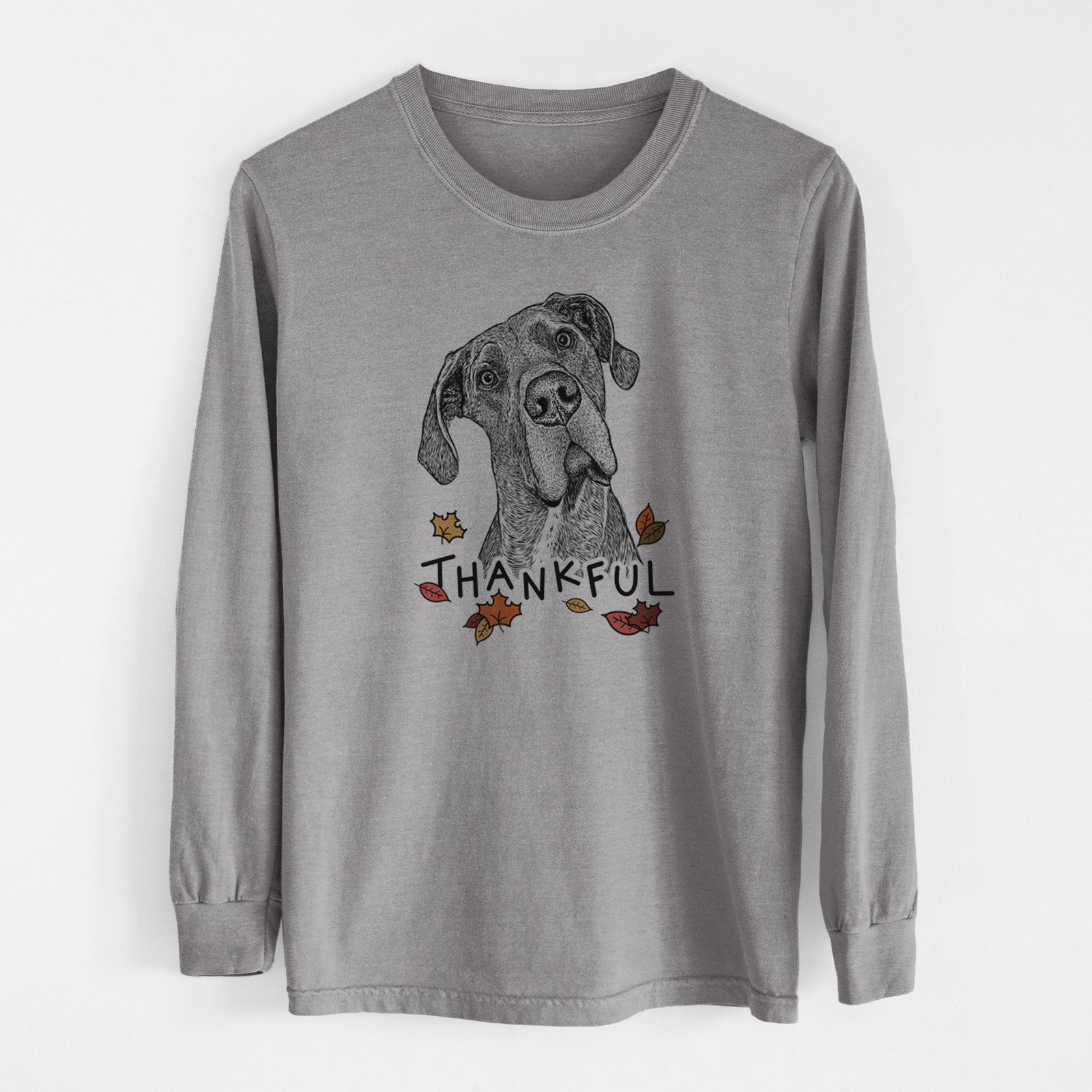 Thankful River the Great Dane - Men's Heavyweight 100% Cotton Long Sleeve
