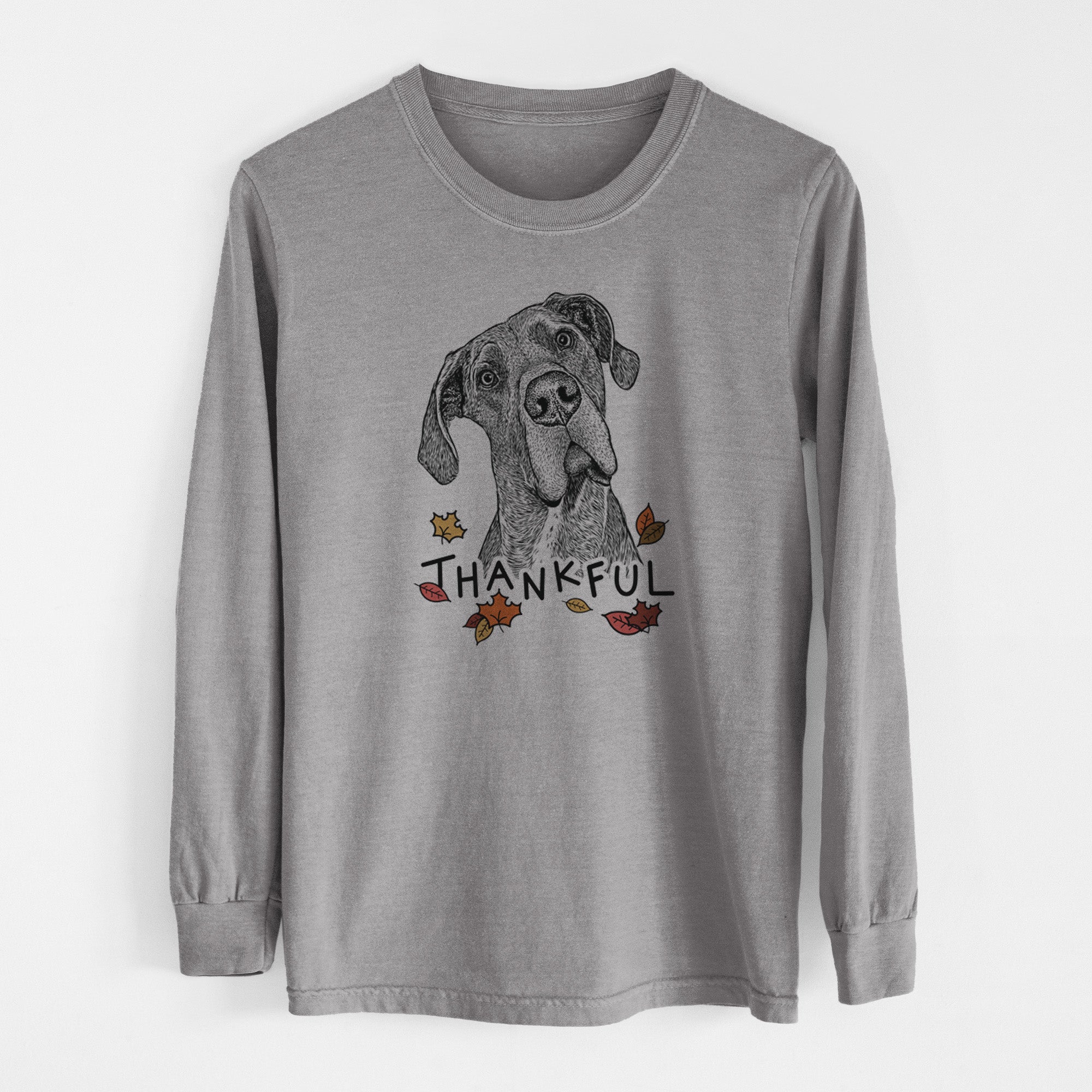 Thankful River the Great Dane - Men's Heavyweight 100% Cotton Long Sleeve