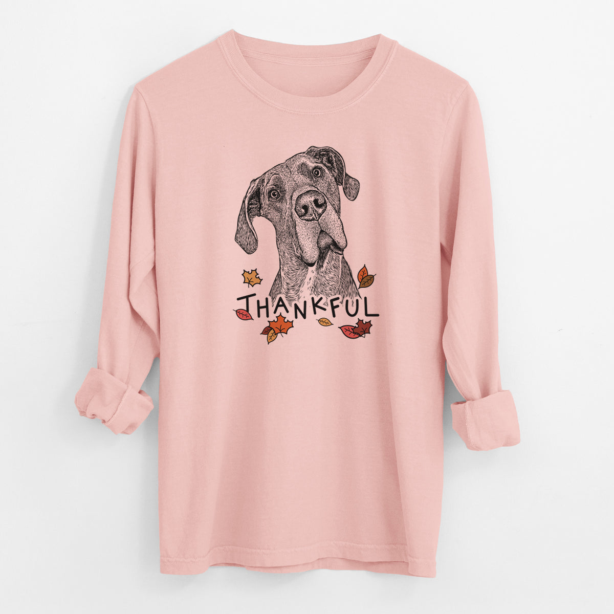 Thankful River the Great Dane - Men's Heavyweight 100% Cotton Long Sleeve