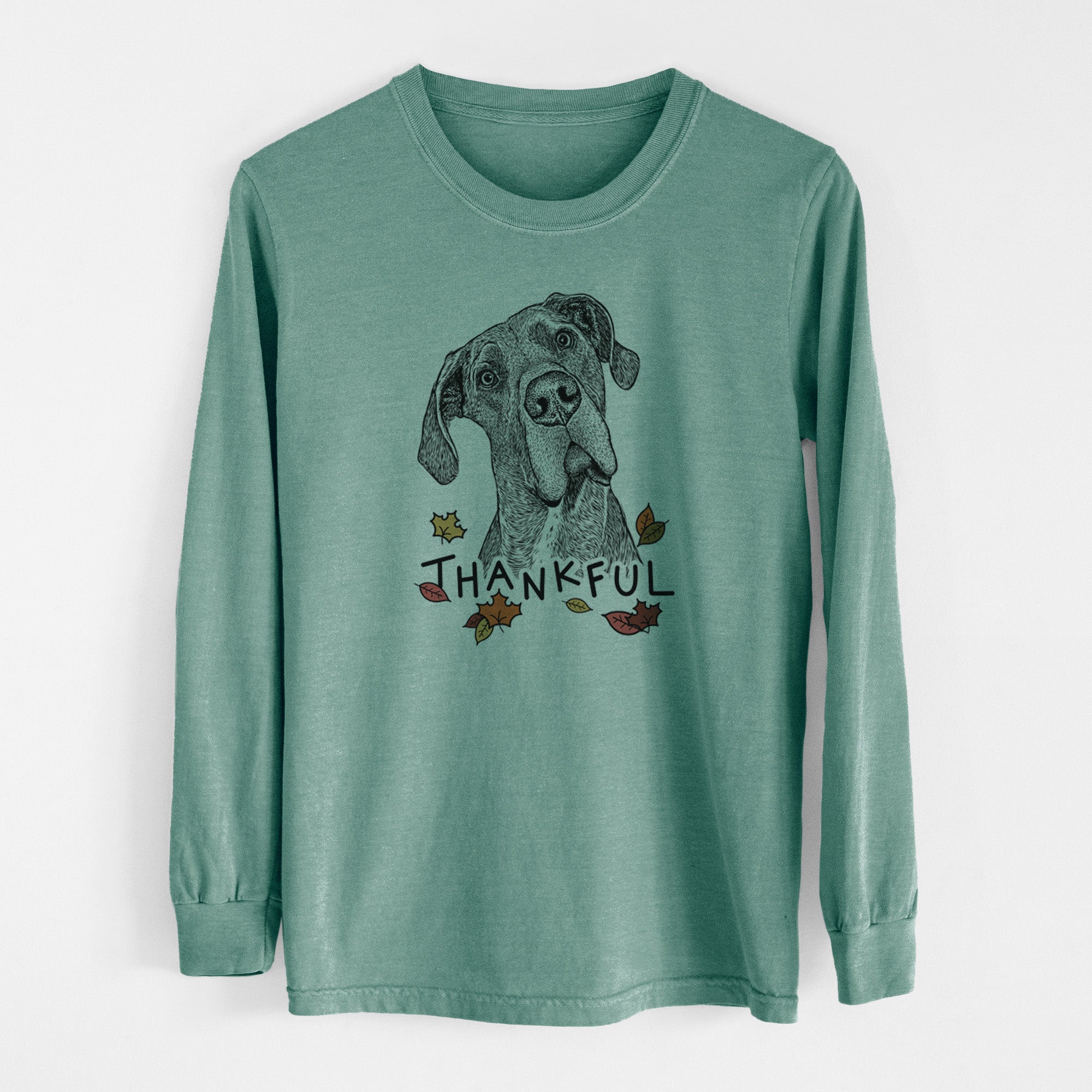 Thankful River the Great Dane - Men's Heavyweight 100% Cotton Long Sleeve