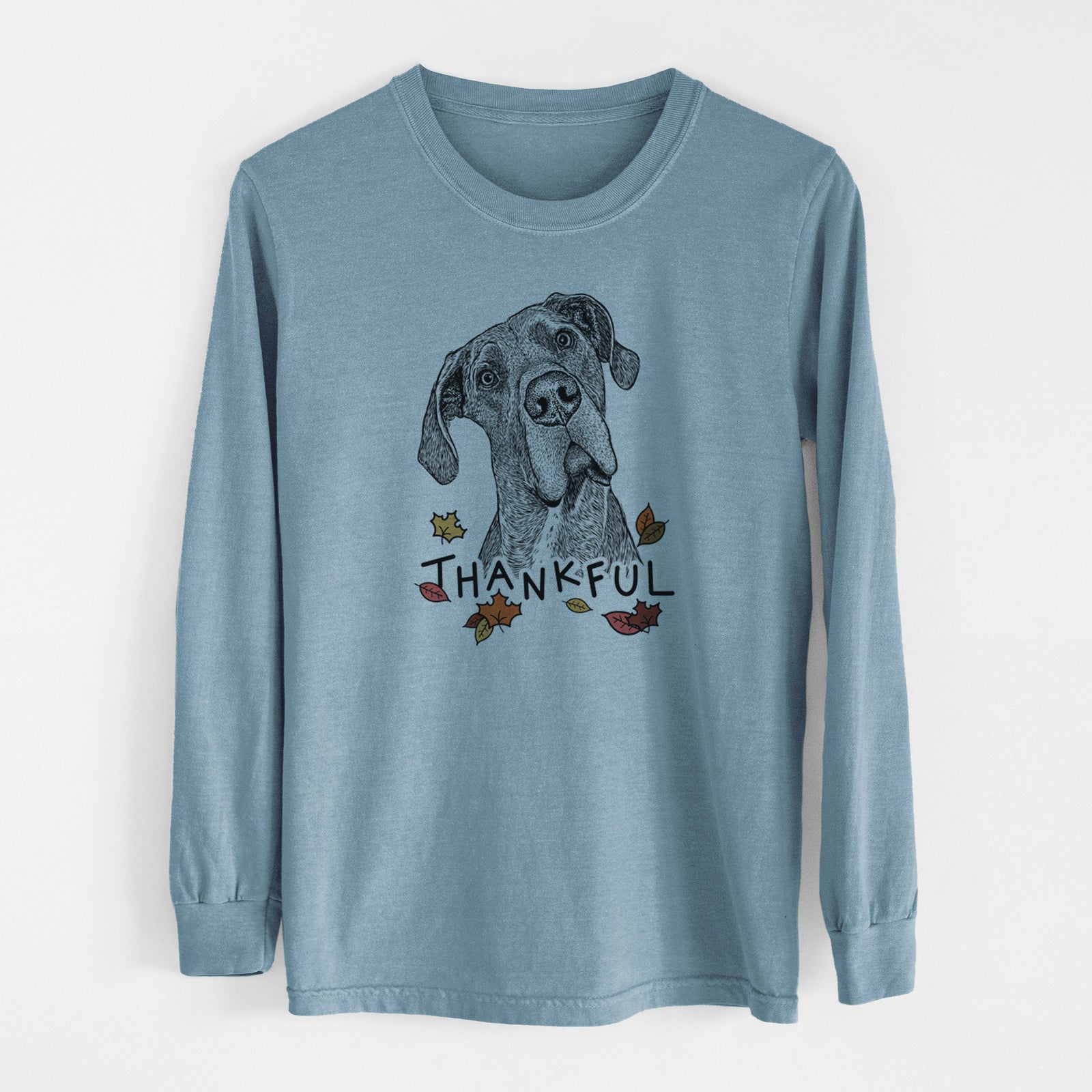 Thankful River the Great Dane - Men's Heavyweight 100% Cotton Long Sleeve