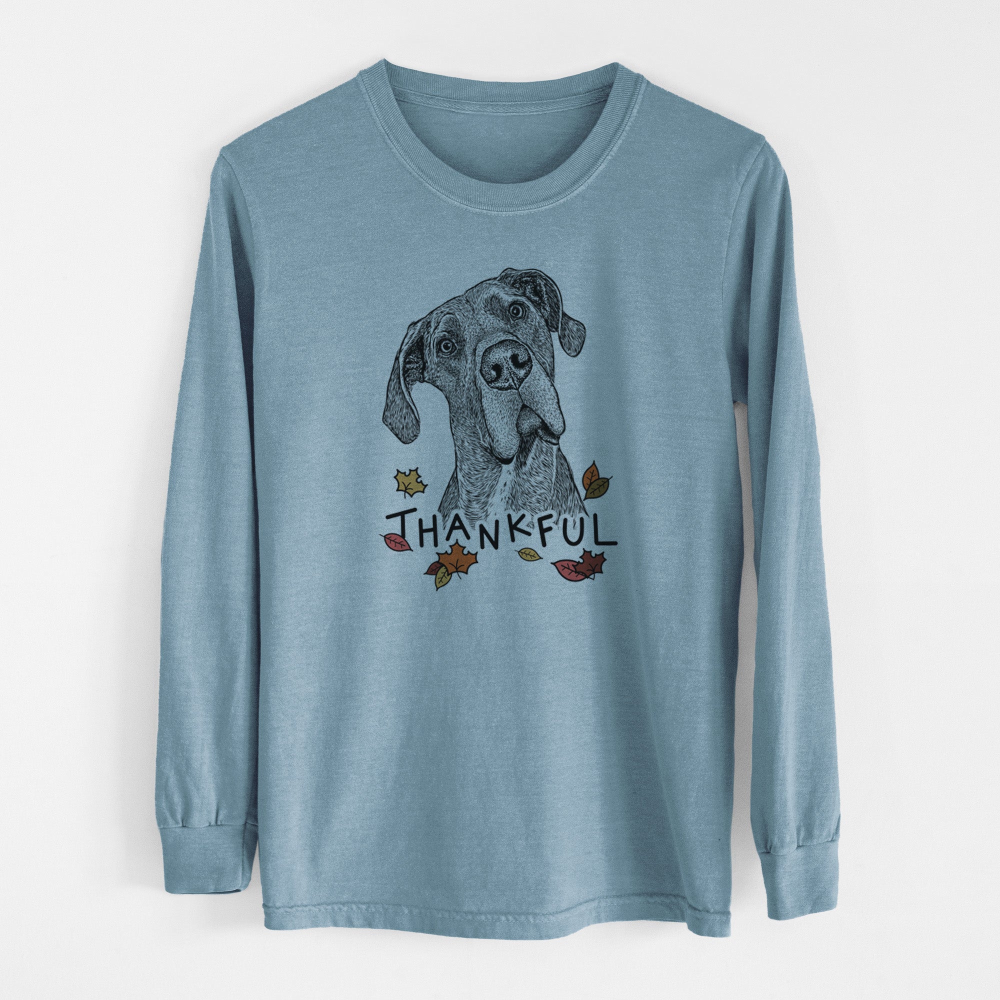 Thankful River the Great Dane - Men's Heavyweight 100% Cotton Long Sleeve