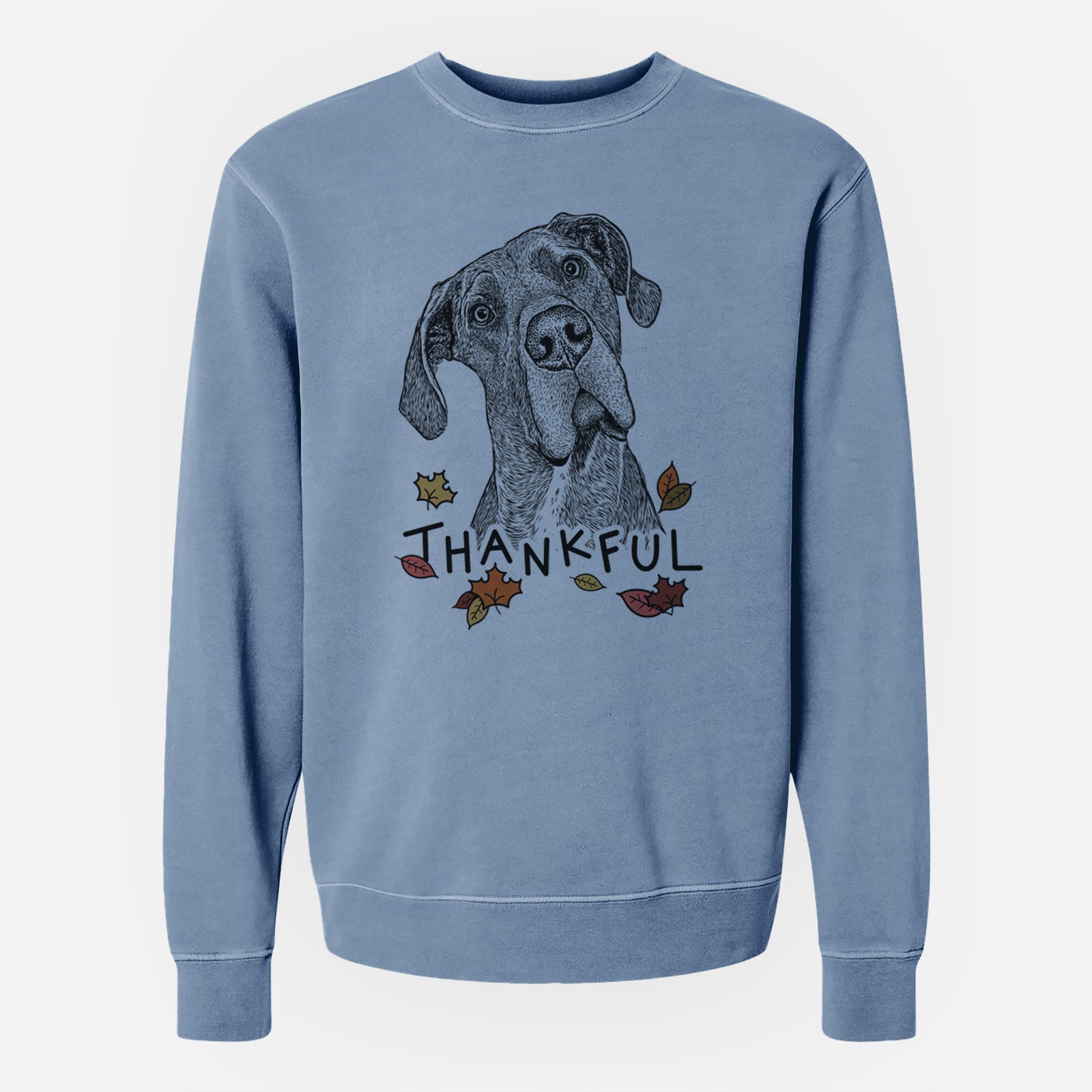 Thankful River the Great Dane - Unisex Pigment Dyed Crew Sweatshirt