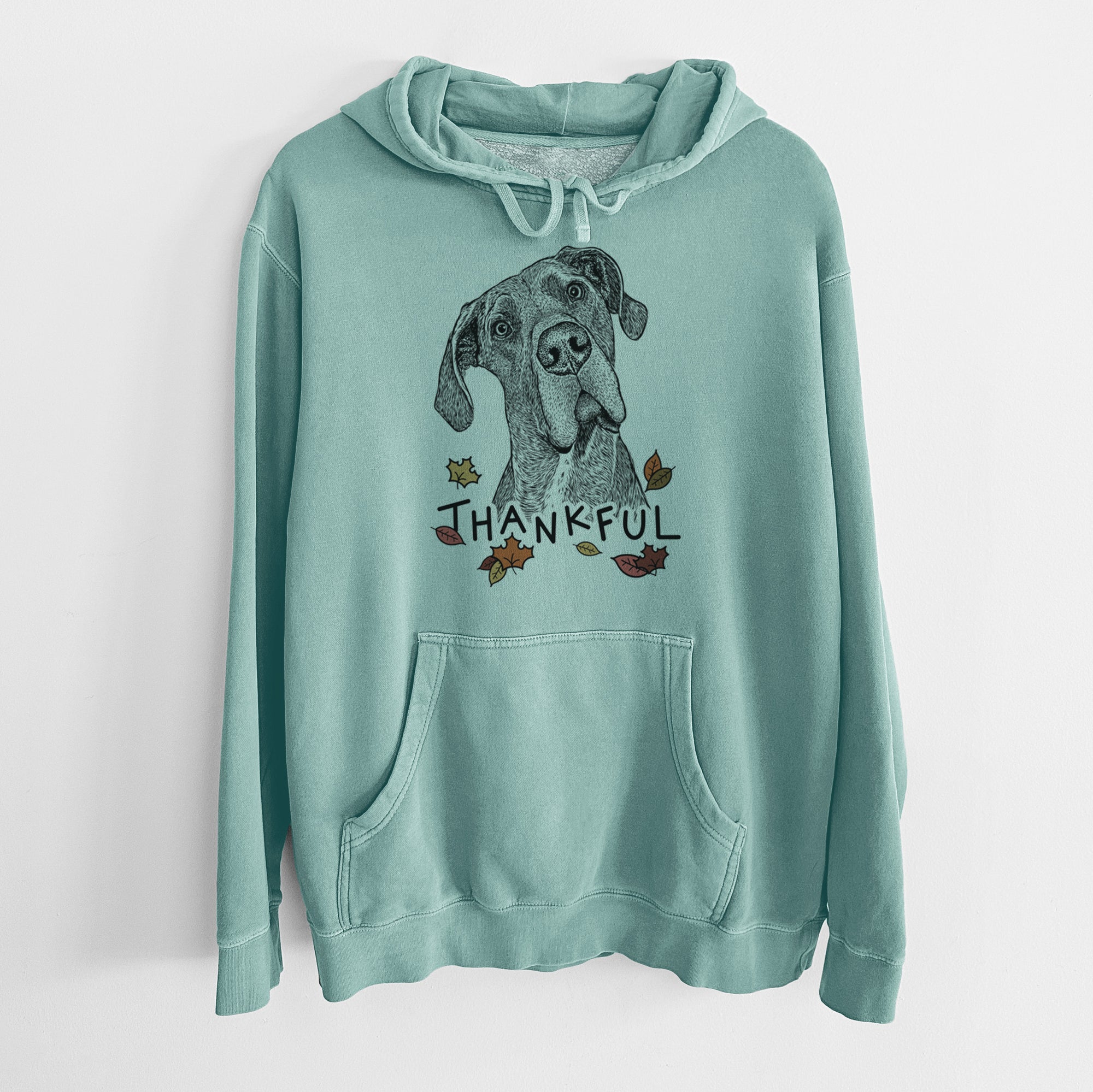 Thankful River the Great Dane - Unisex Pigment Dyed Hoodie