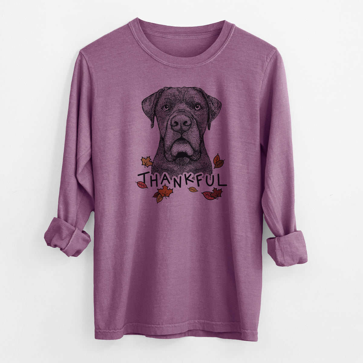 Thankful Rocco the Cane Corso - Men's Heavyweight 100% Cotton Long Sleeve